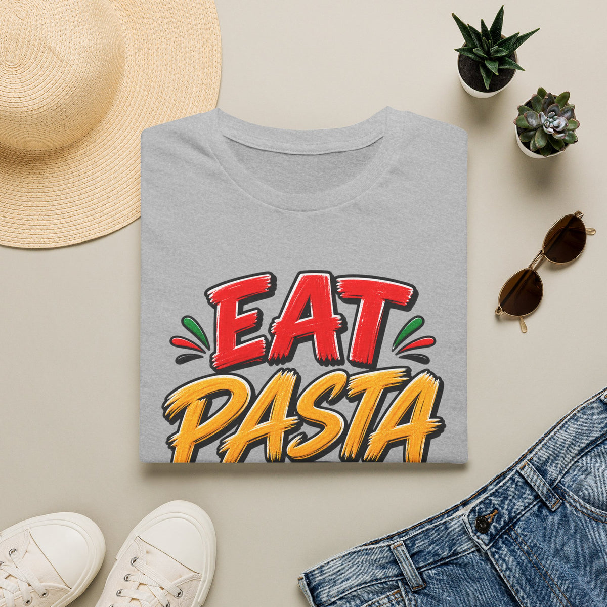 Eat Pasta Run Fasta Adult T-Shirt — Funny Italian Food & Running Graphic Tee