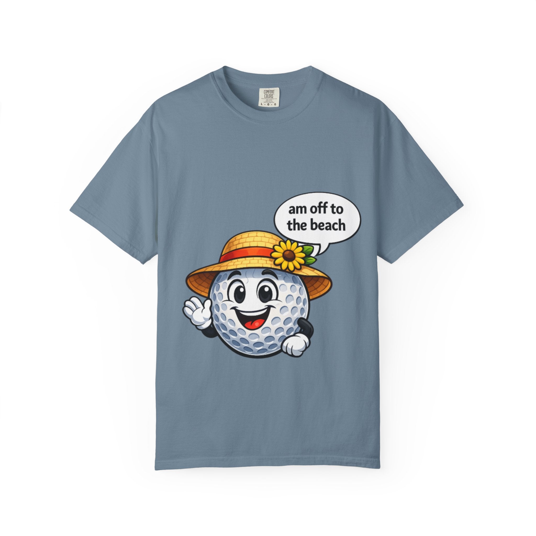 Golf Ball Graphic Tee — "am off to the beach" Cute Summer Golf T-Shirt