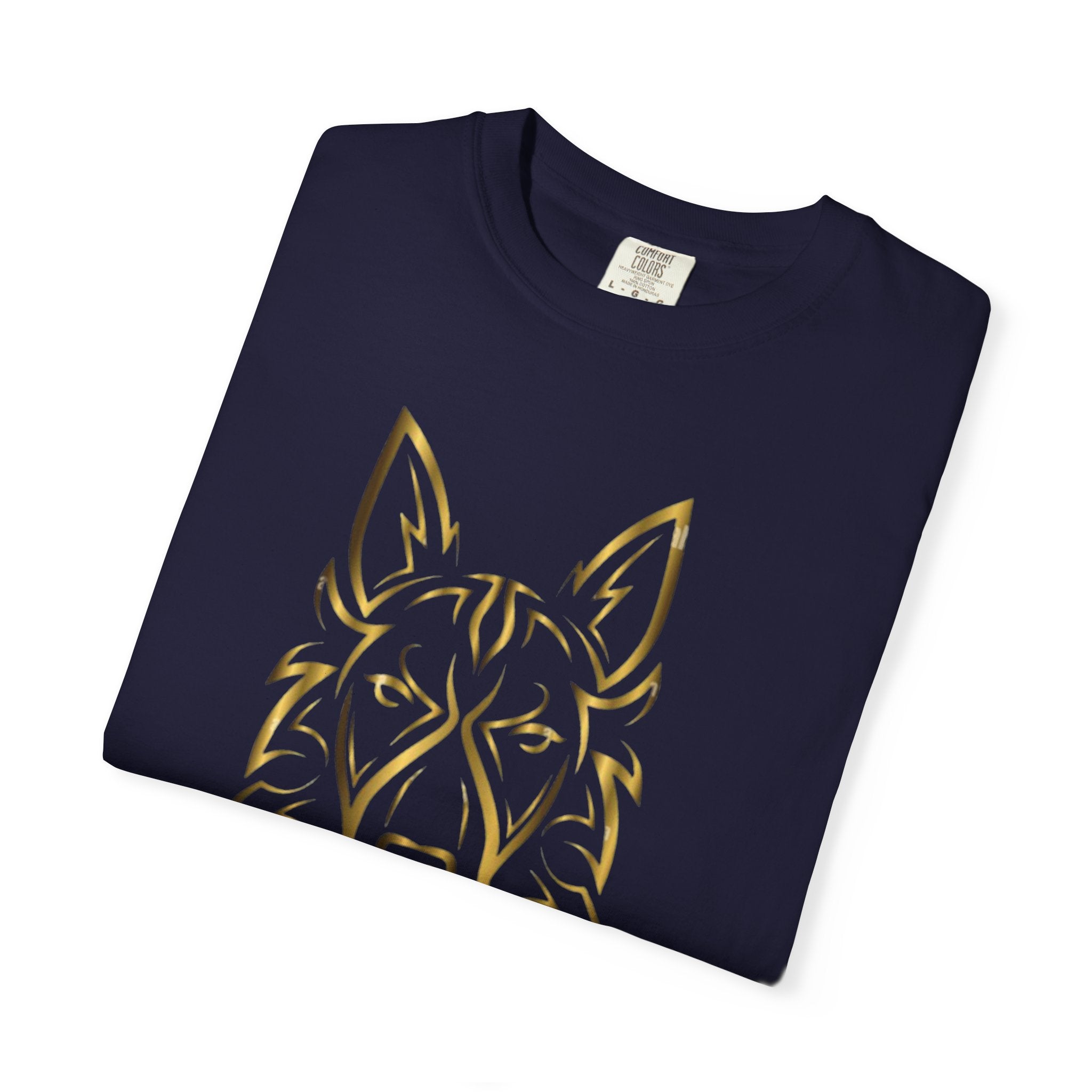 The Angel Wolf Adult T-Shirt — Gold Line Art Graphic Tee