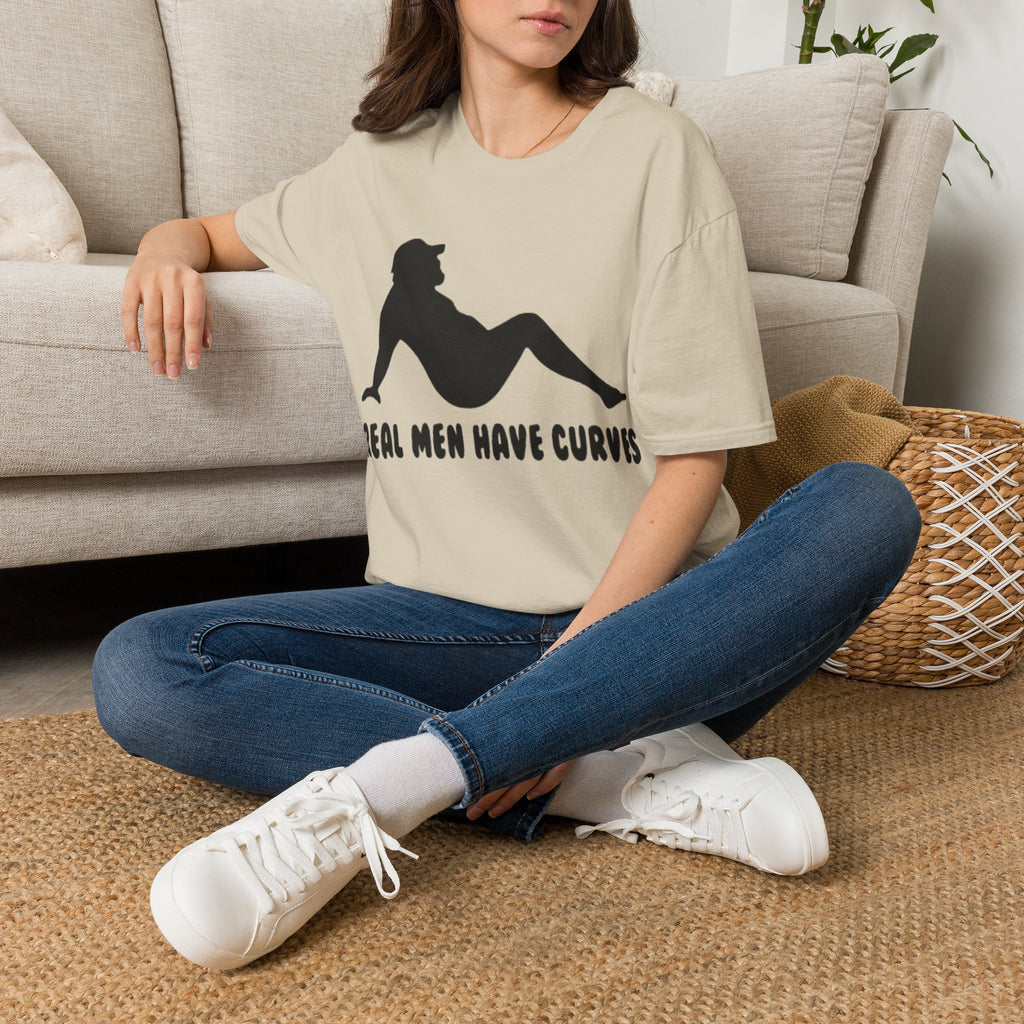 Curvy Silhouette Adult T-Shirt — "Real Men Have Curves" Graphic Tee