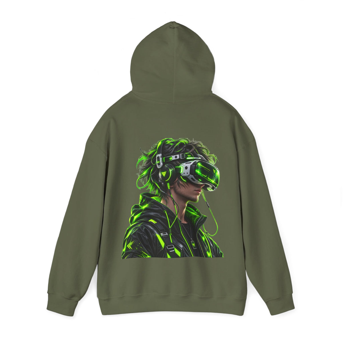 VR Gamer  Adult Hoodie — Neon Cyberpunk Virtual Reality Gamer Graphic Sweatshirt