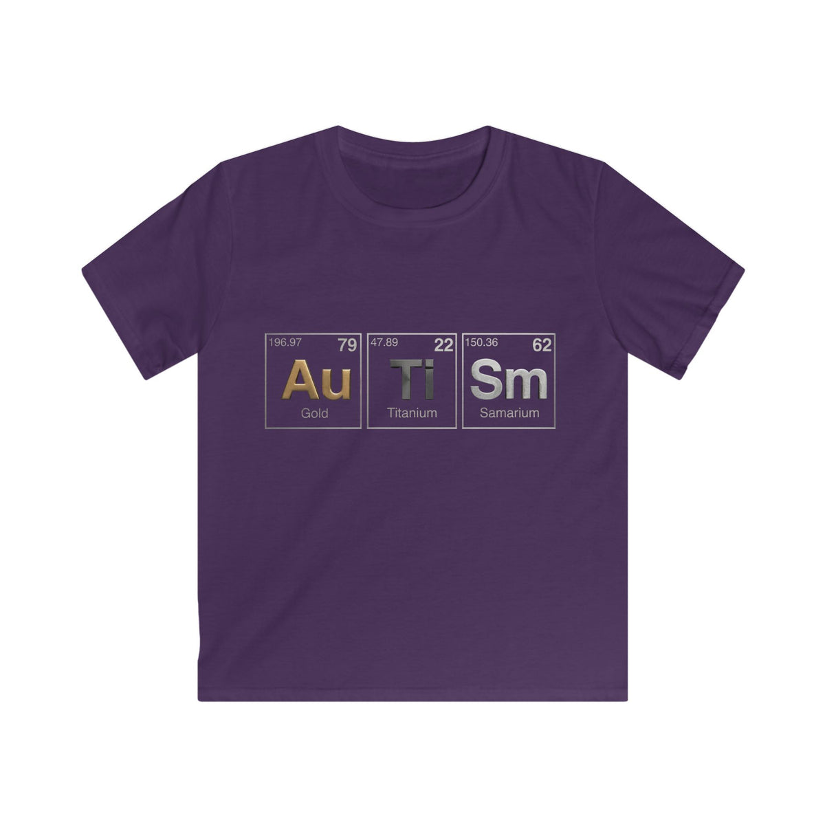 Kids T-shirt — 'Au Ti Sm' Periodic Table Design | Cute Autism Awareness Shirt for Children