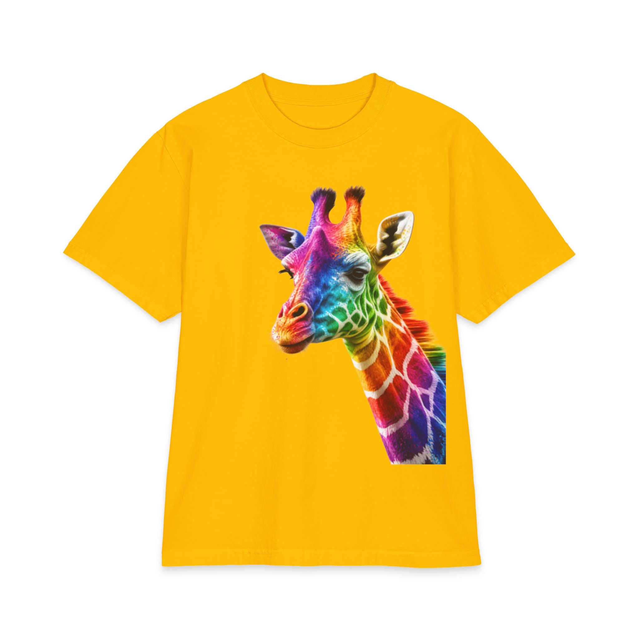 Rainbow Watercolor Giraffe Adults T-Shirt | Colorful Animal Print Tee