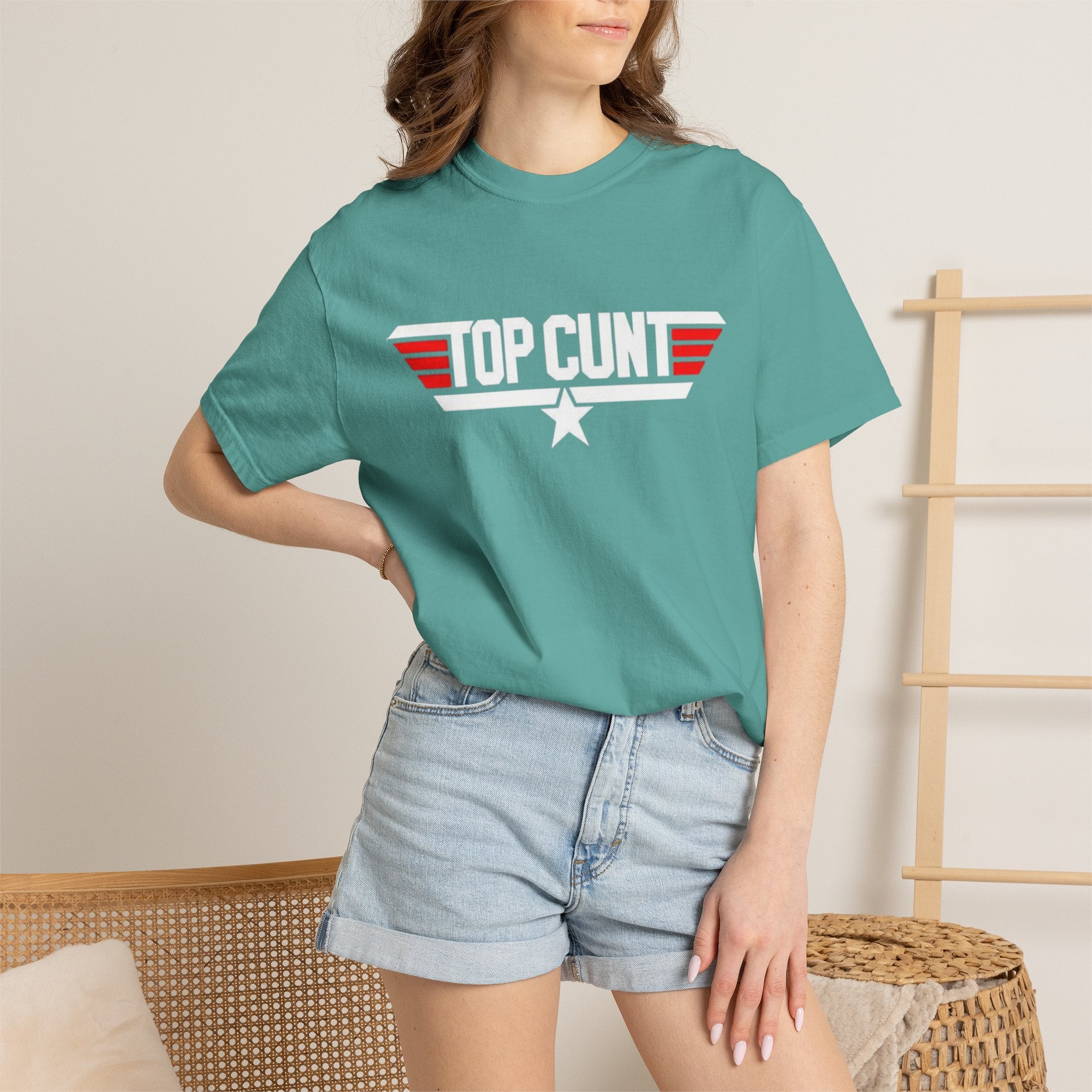 Top Cunt Graphic Adult T-Shirt — Retro Military-Inspired Statement Tee