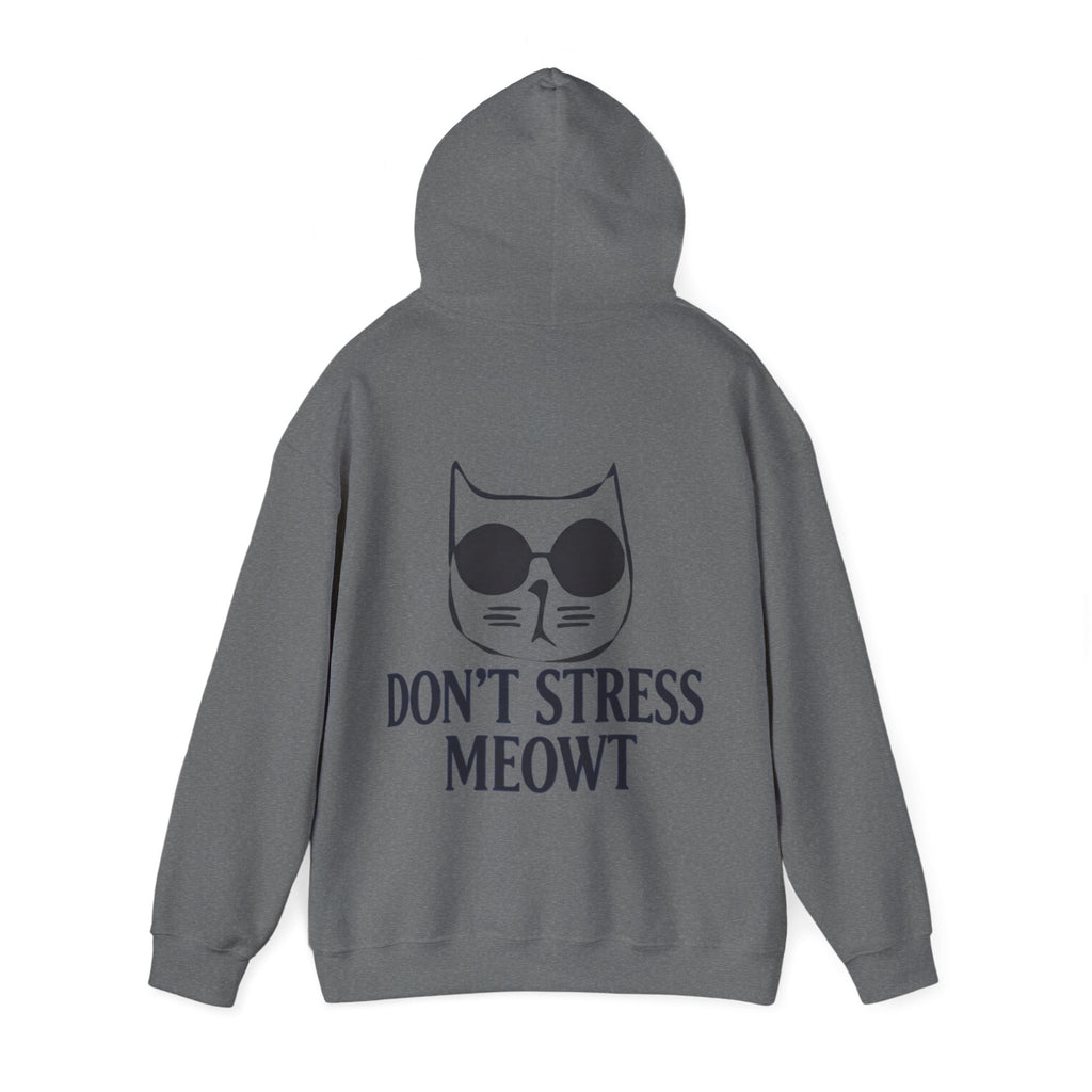 Don't Stress Meowt Adult Hoodie — Relaxed Cat Graphic Sweatshirt