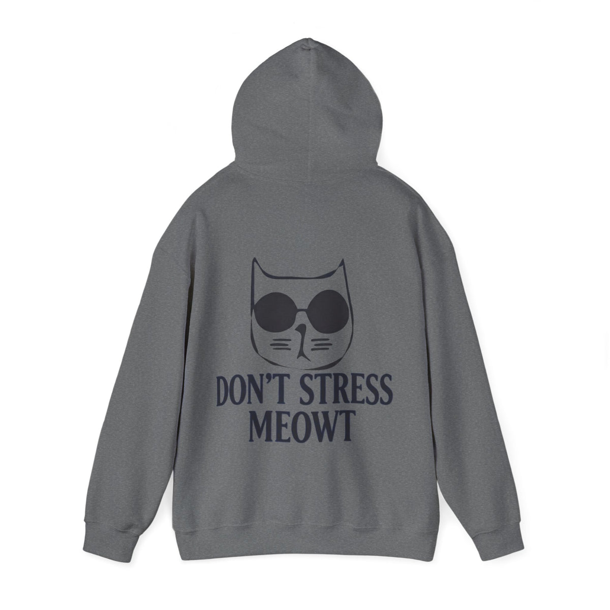Don't Stress Meowt Adult Hoodie — Relaxed Cat Graphic Sweatshirt