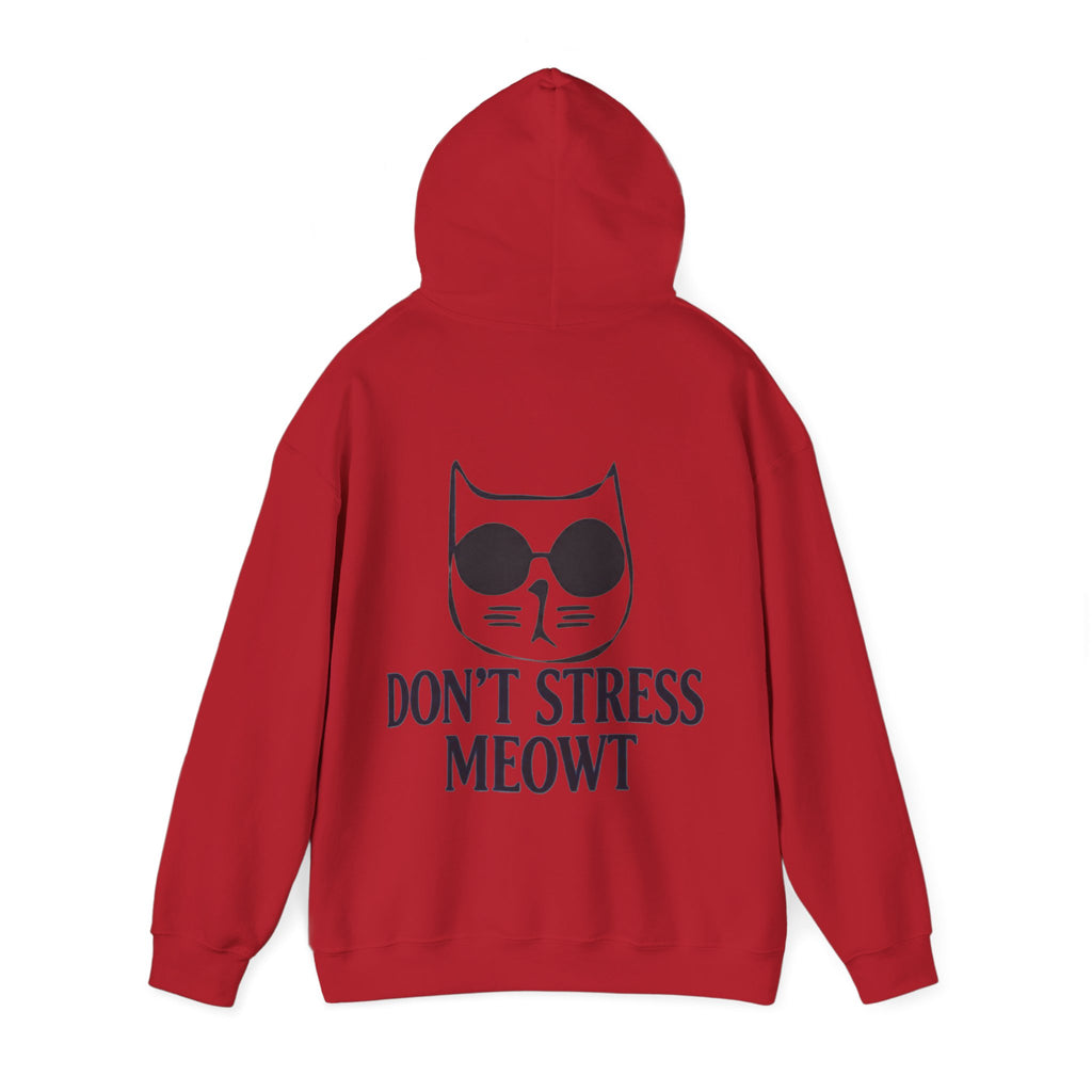 Don't Stress Meowt Adult Hoodie — Relaxed Cat Graphic Sweatshirt