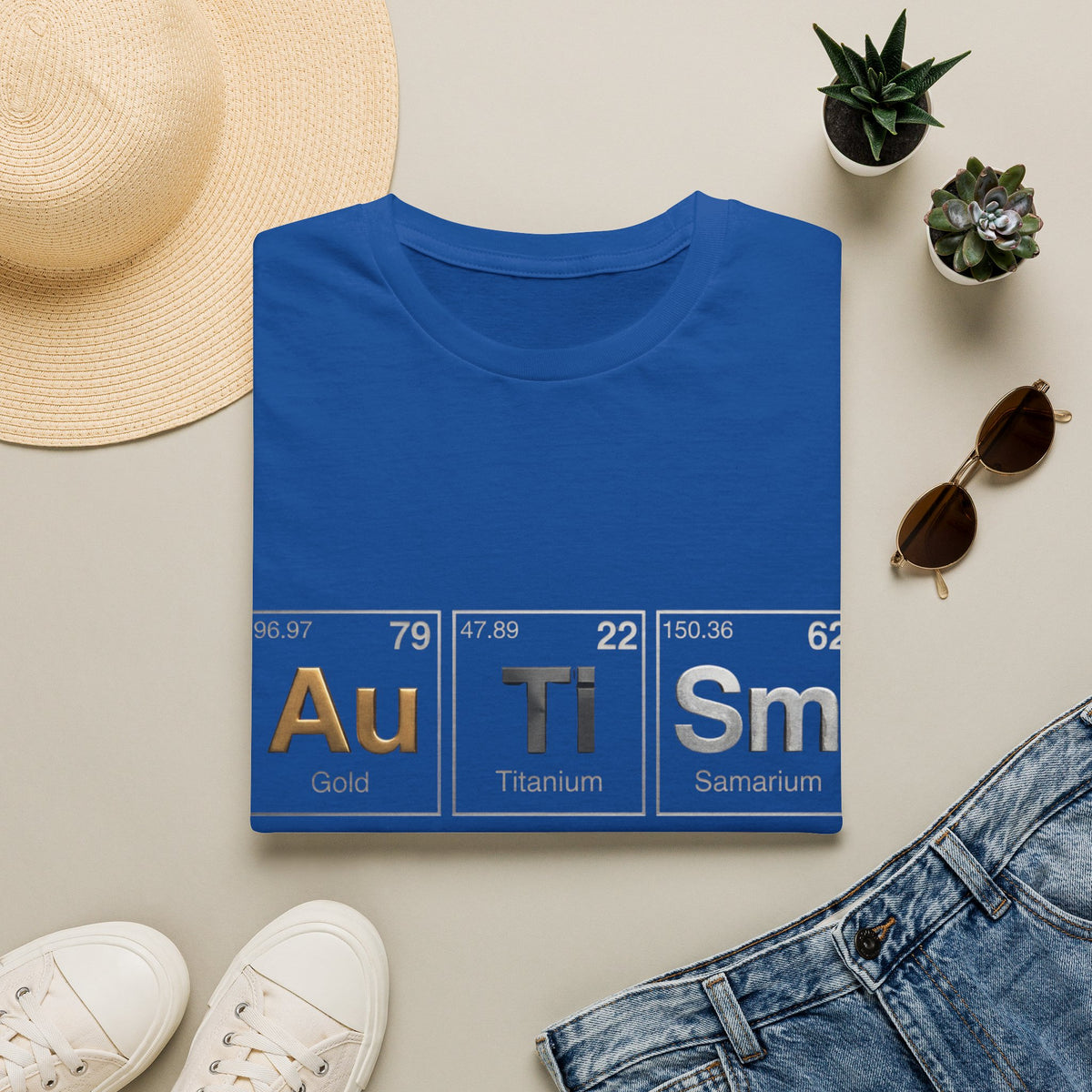 Adult T-Shirt — 'Au Ti Sm' Periodic Table Autism Awareness Tee