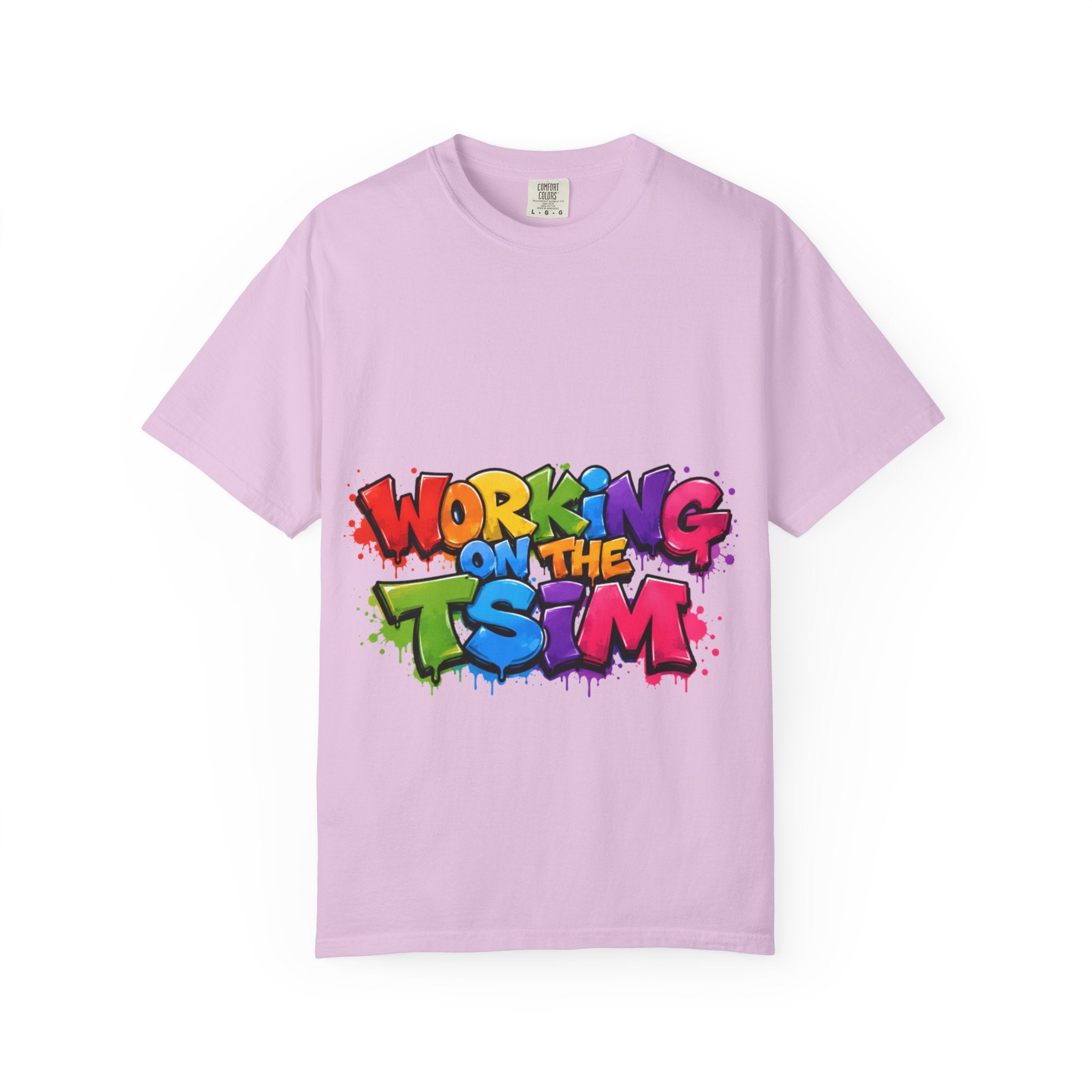 Working on the Tsim graffiti style Adult T-shirt | colorful street art text