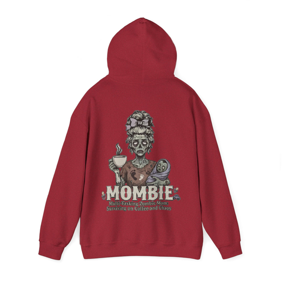 Mombie Adult Hoodie — “Mombie” Funny Coffee & Chaos Mom Sweatshirt