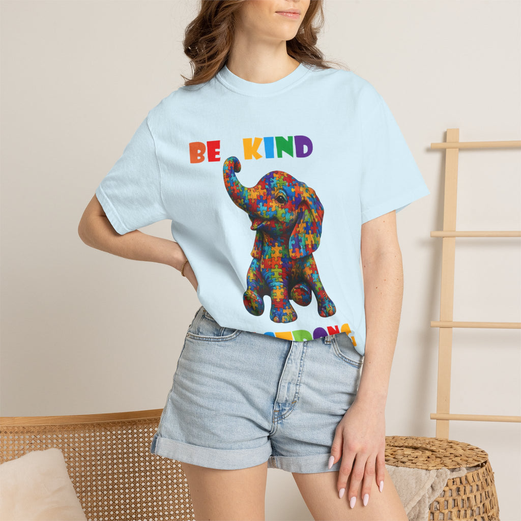Be Kind Be Strong Elephant T-shirt | Colorful Puzzle Pattern Adult T-Shirt