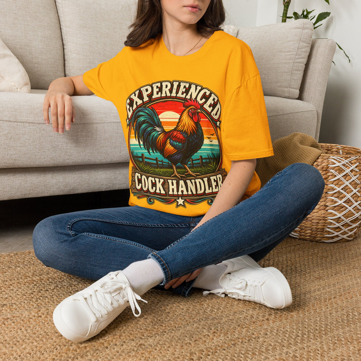 Experienced Cock Handler Adult T-Shirt — Retro Rooster Graphic Tee
