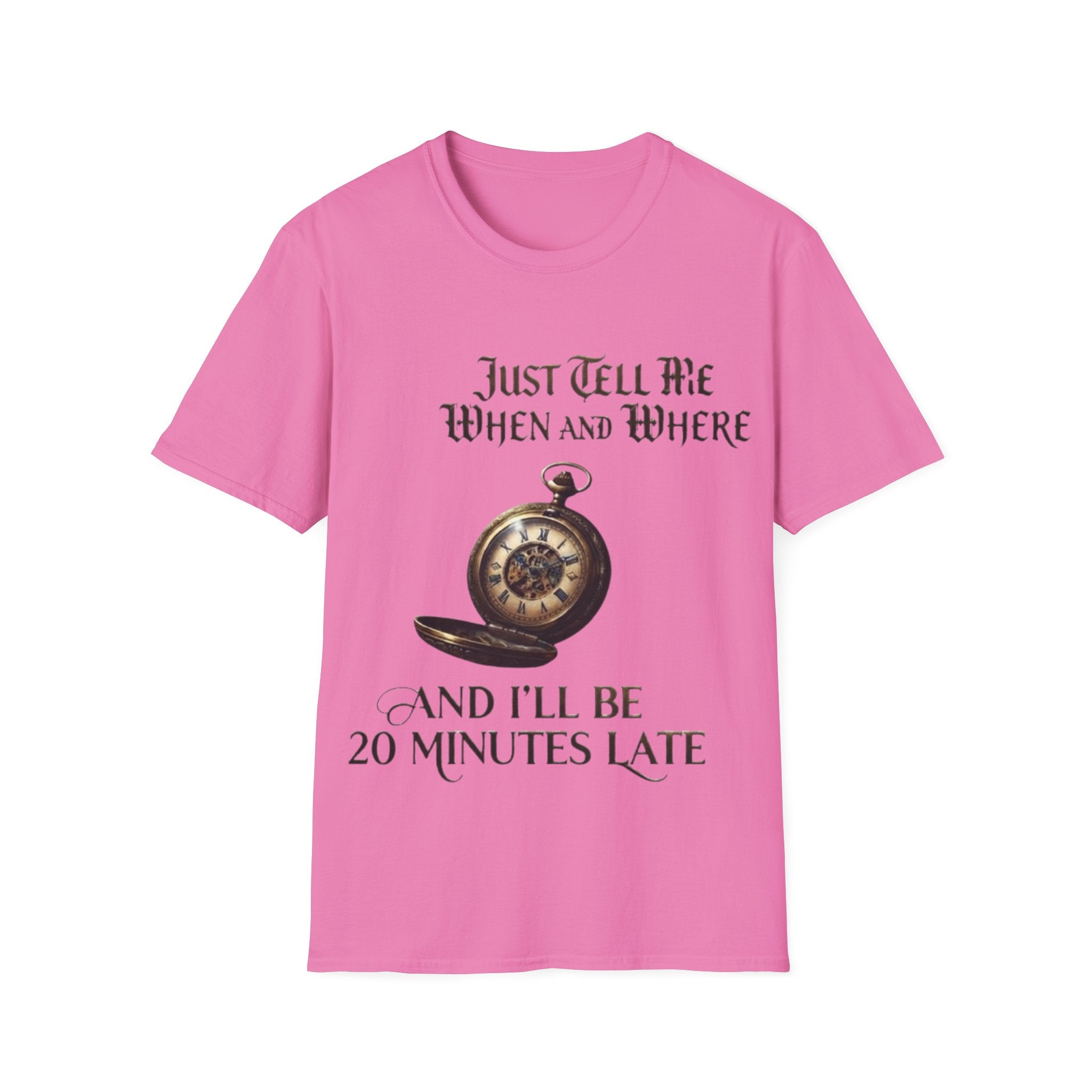 Pocket Watch Adult T-Shirt — "Just Tell Me When and Where" Vintage Timepiece Tee