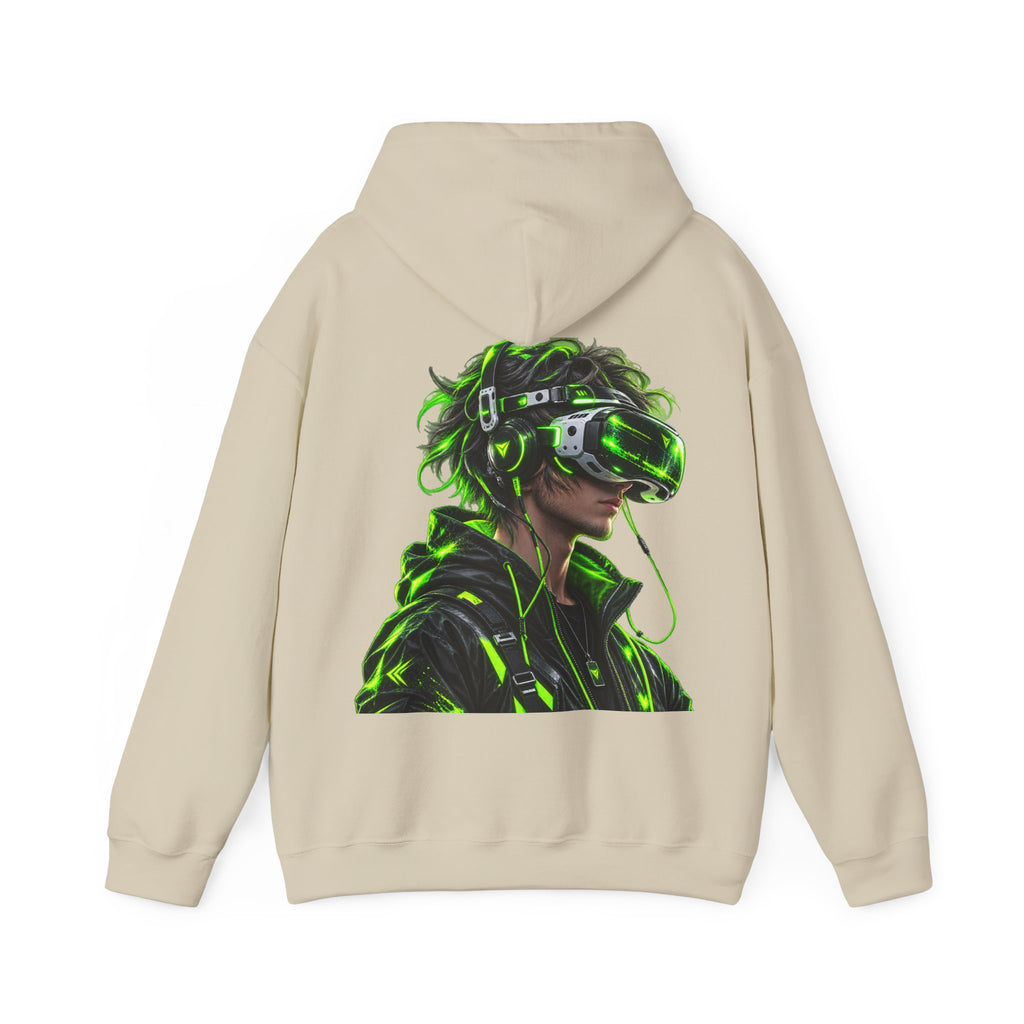 VR Gamer  Adult Hoodie — Neon Cyberpunk Virtual Reality Gamer Graphic Sweatshirt