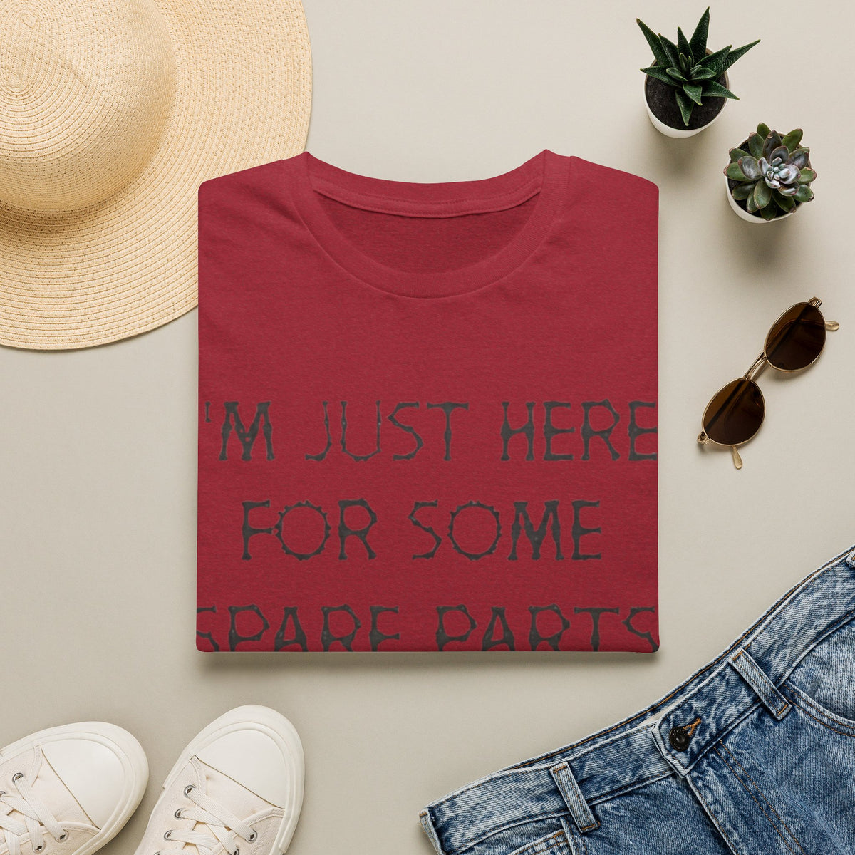 Halloween Pumpkin Jack-o'-Lantern Adult T-Shirt — "I'm Just Here For Some Spare Parts"