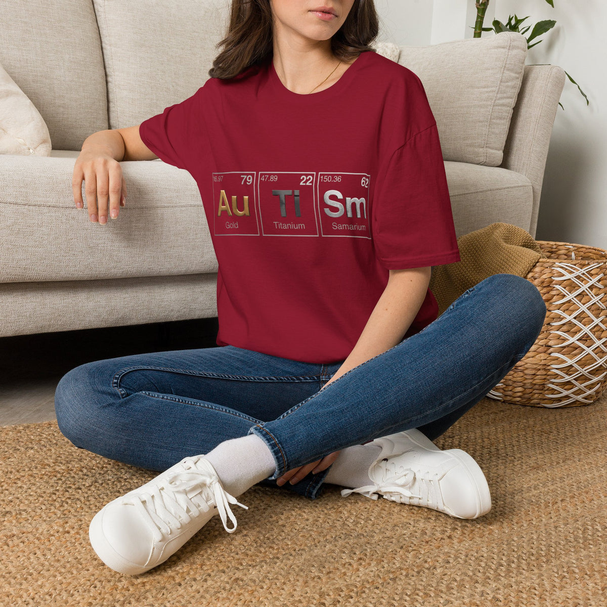 Adult T-Shirt — 'Au Ti Sm' Periodic Table Autism Awareness Tee