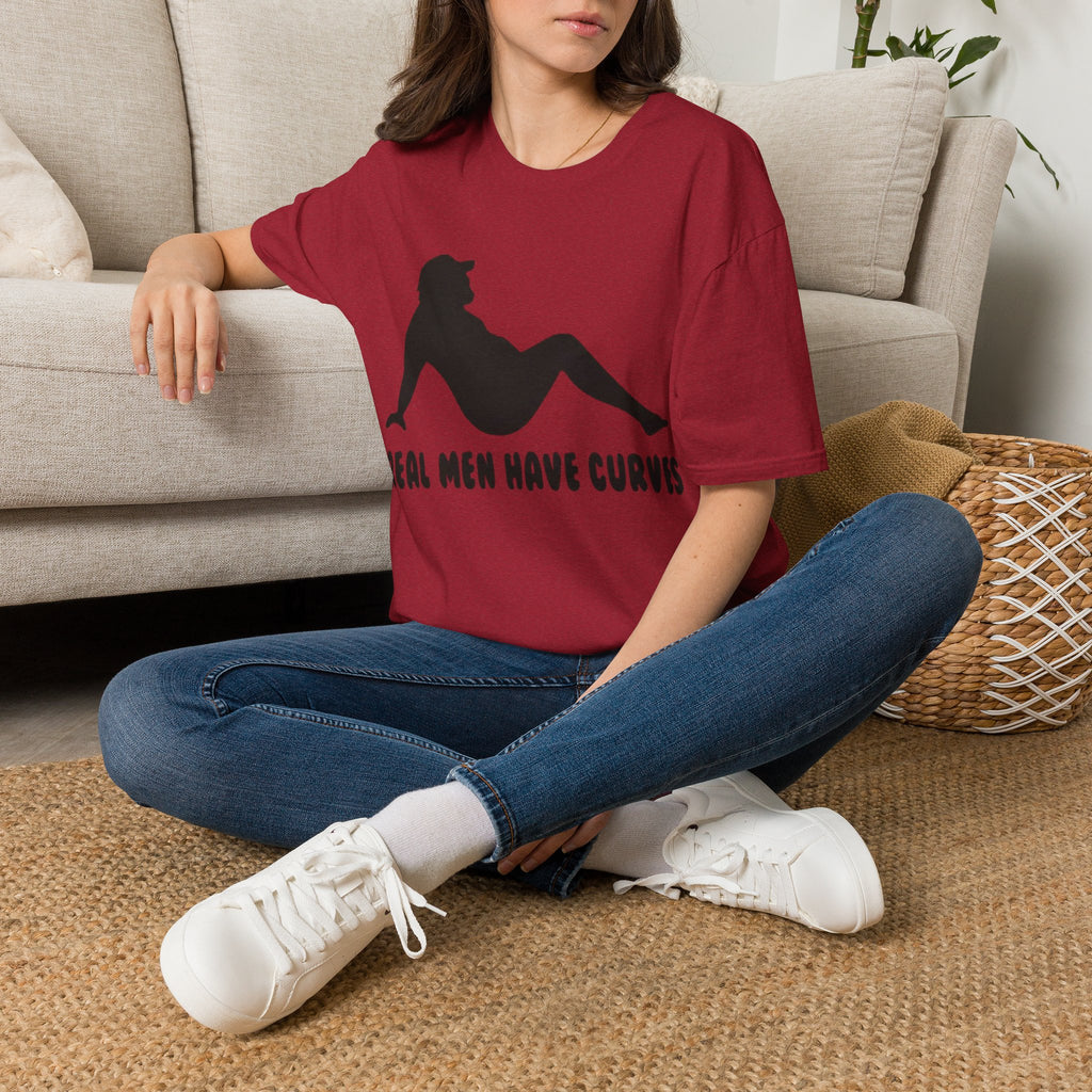Curvy Silhouette Adult T-Shirt — "Real Men Have Curves" Graphic Tee