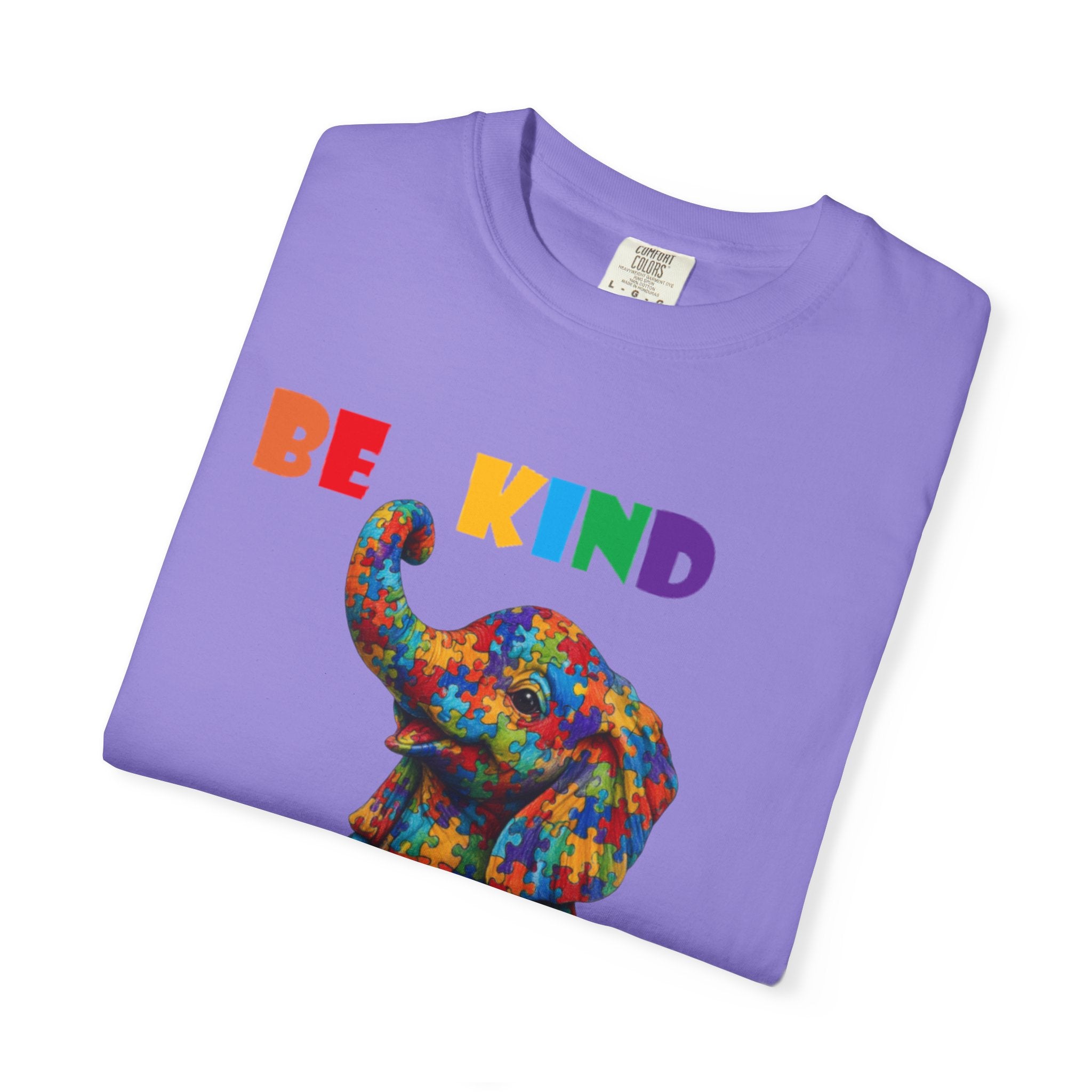 Be Kind Be Strong Elephant T-shirt | Colorful Puzzle Pattern Adult T-Shirt