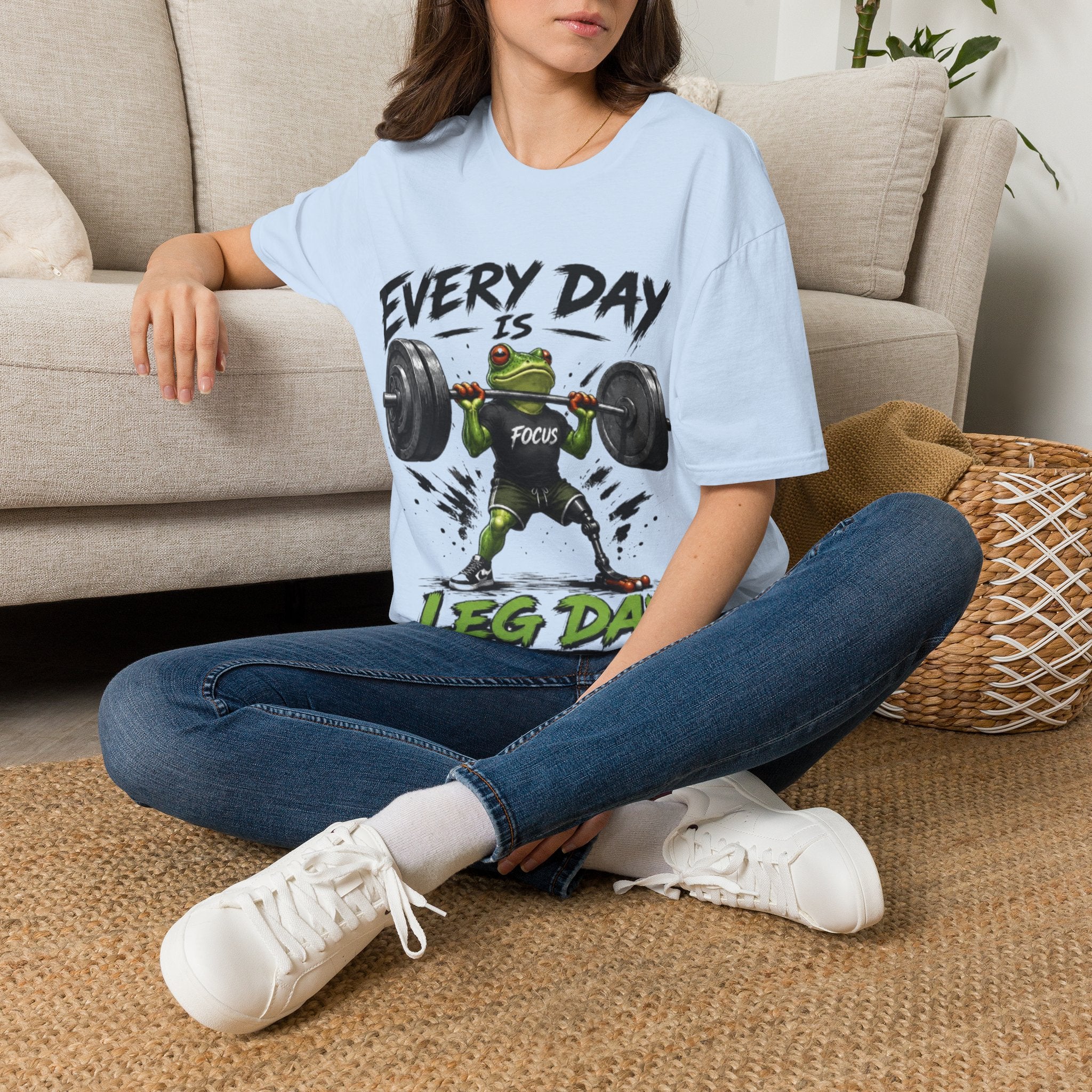 Weightlifting Frog Adult T‑Shirt — "Every Day Is Leg Day" Graphic Tee