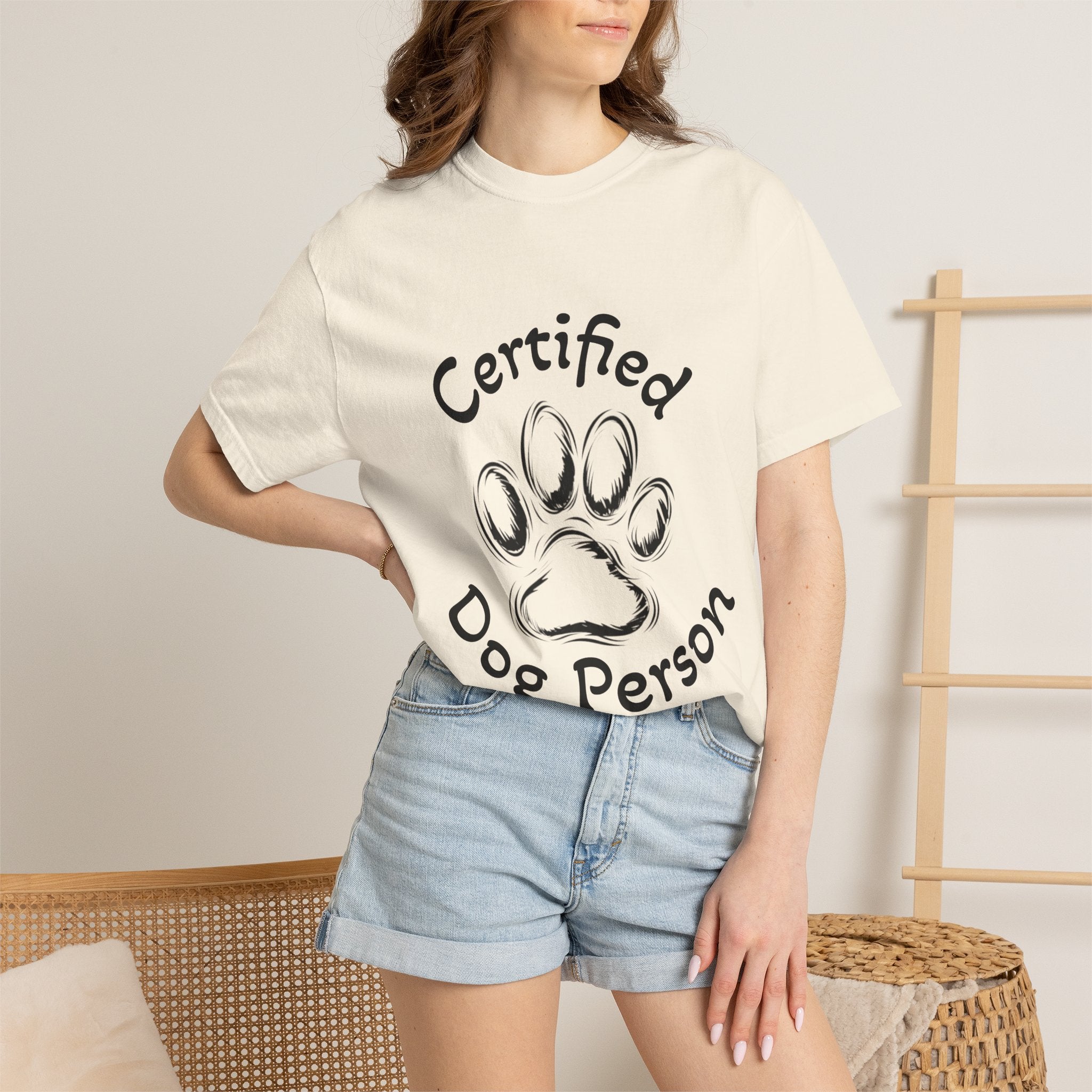 Certified Dog Person Adult T-Shirt — Paw Print Graphic Tee for Dog Lovers