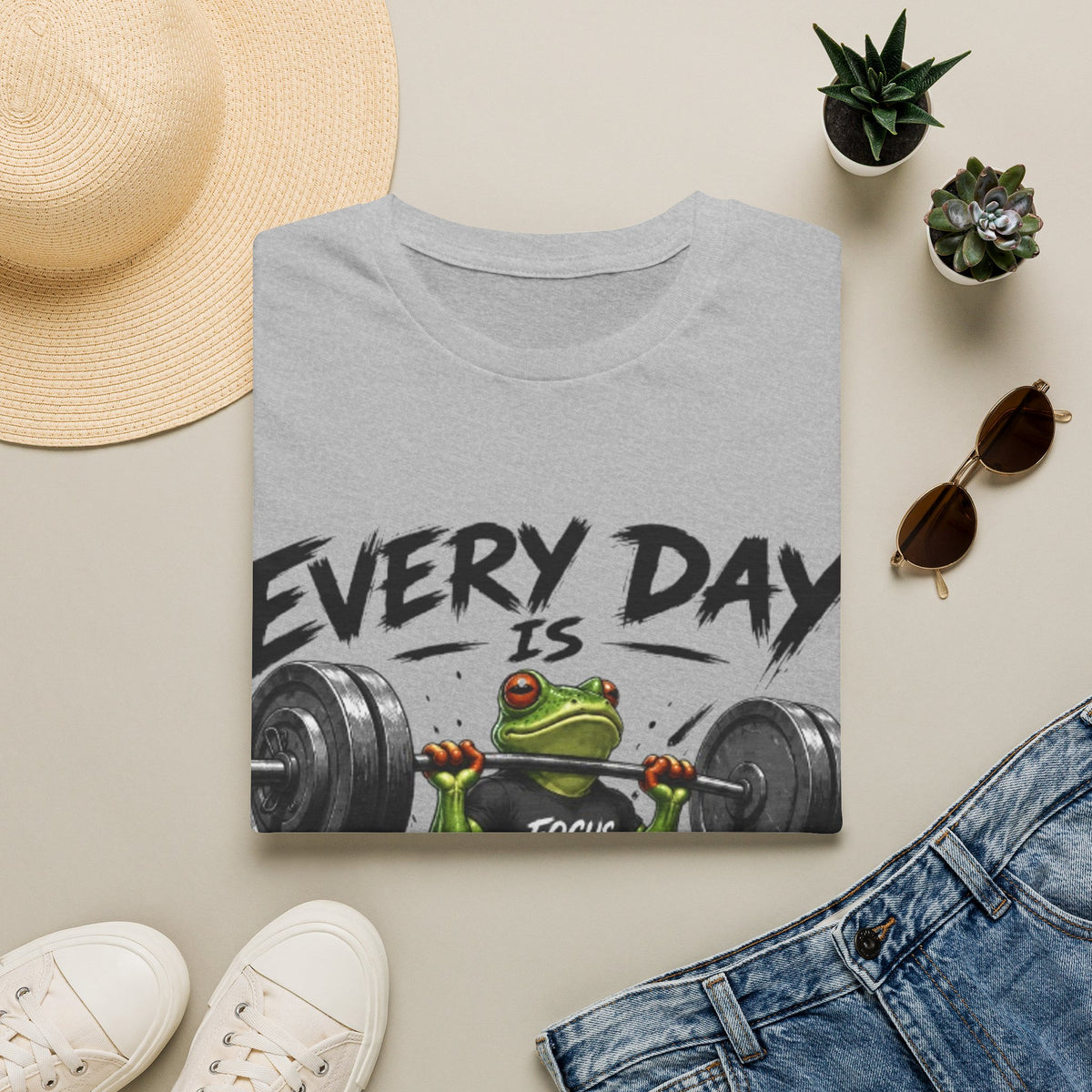 Weightlifting Frog Adult T‑Shirt — "Every Day Is Leg Day" Graphic Tee