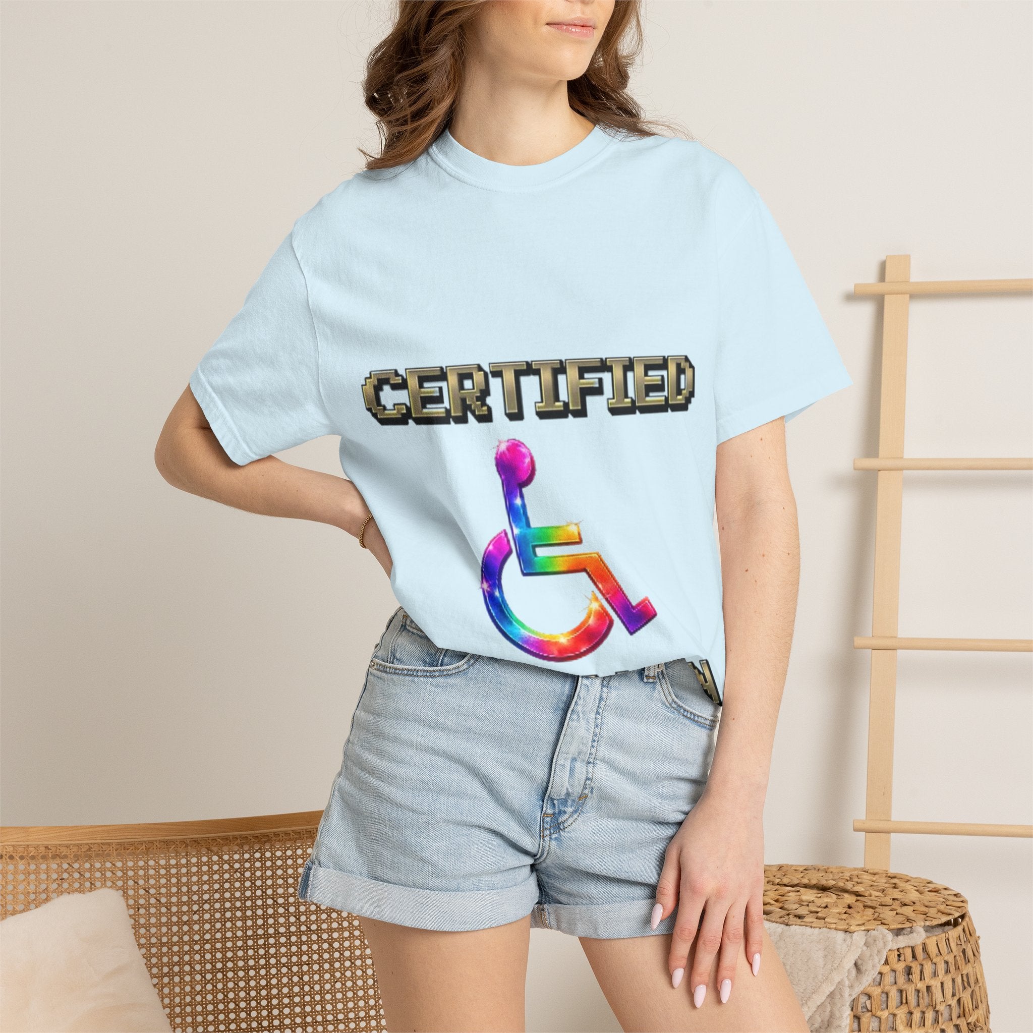Certified Stunt Man T-Shirt — Rainbow Wheelchair Adult Tee