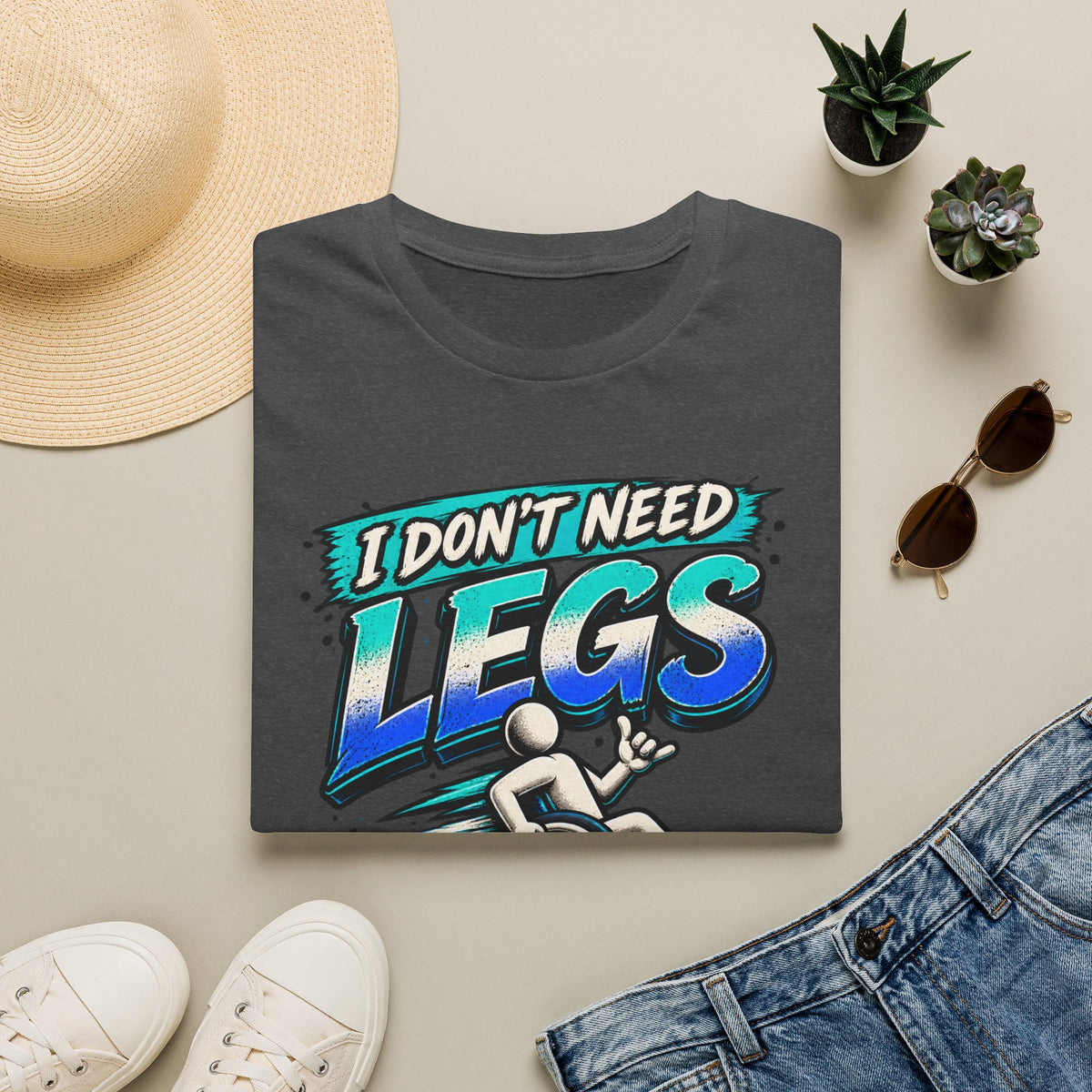 I Don't Need Legs to Kick Your Ass Adult T-Shirt — Funny Wheelchair Disability Pride Tee