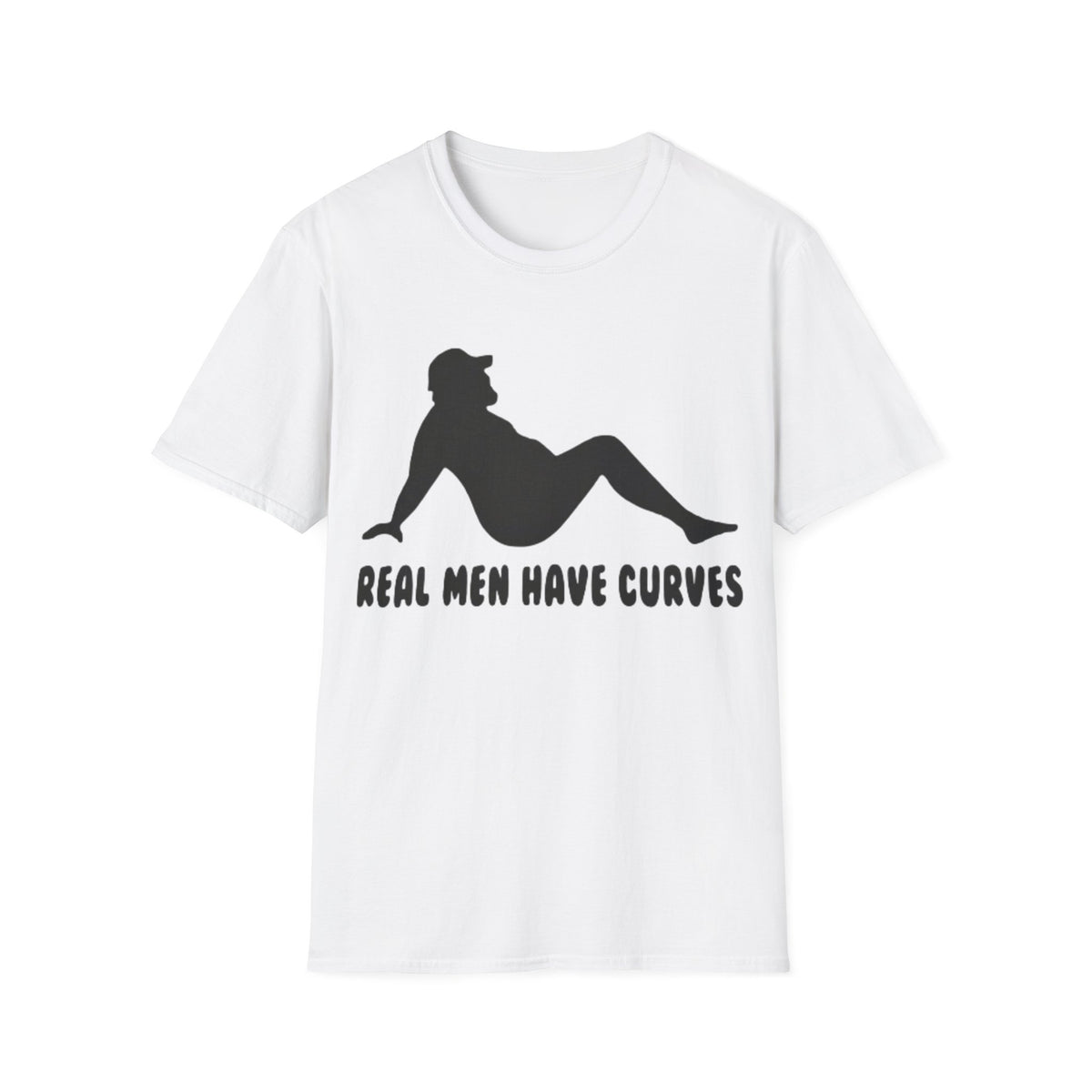 Curvy Silhouette Adult T-Shirt — "Real Men Have Curves" Graphic Tee