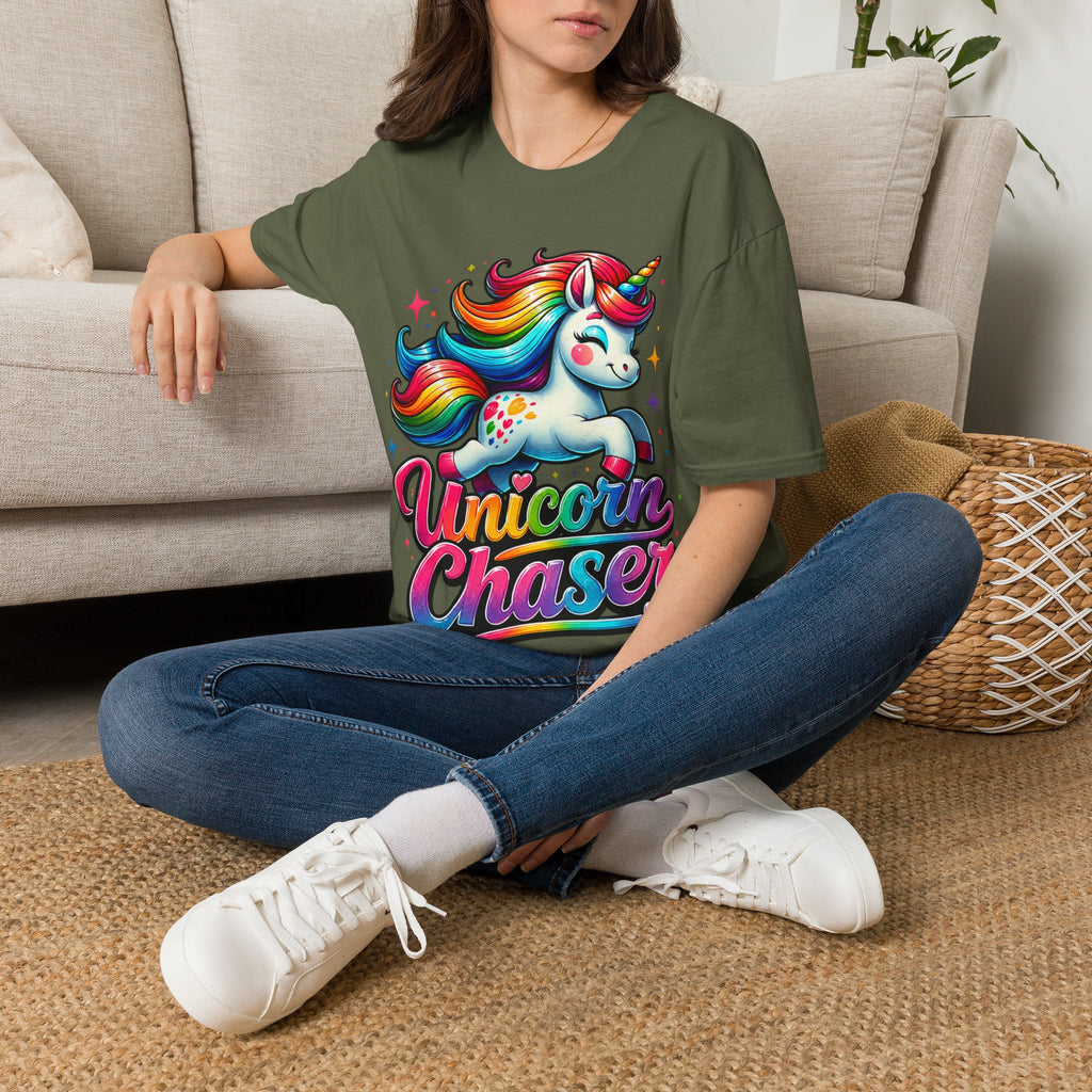 Funny Unicorn Chaser Adult T-Shirt — Rainbow Magical Unicorn Tee