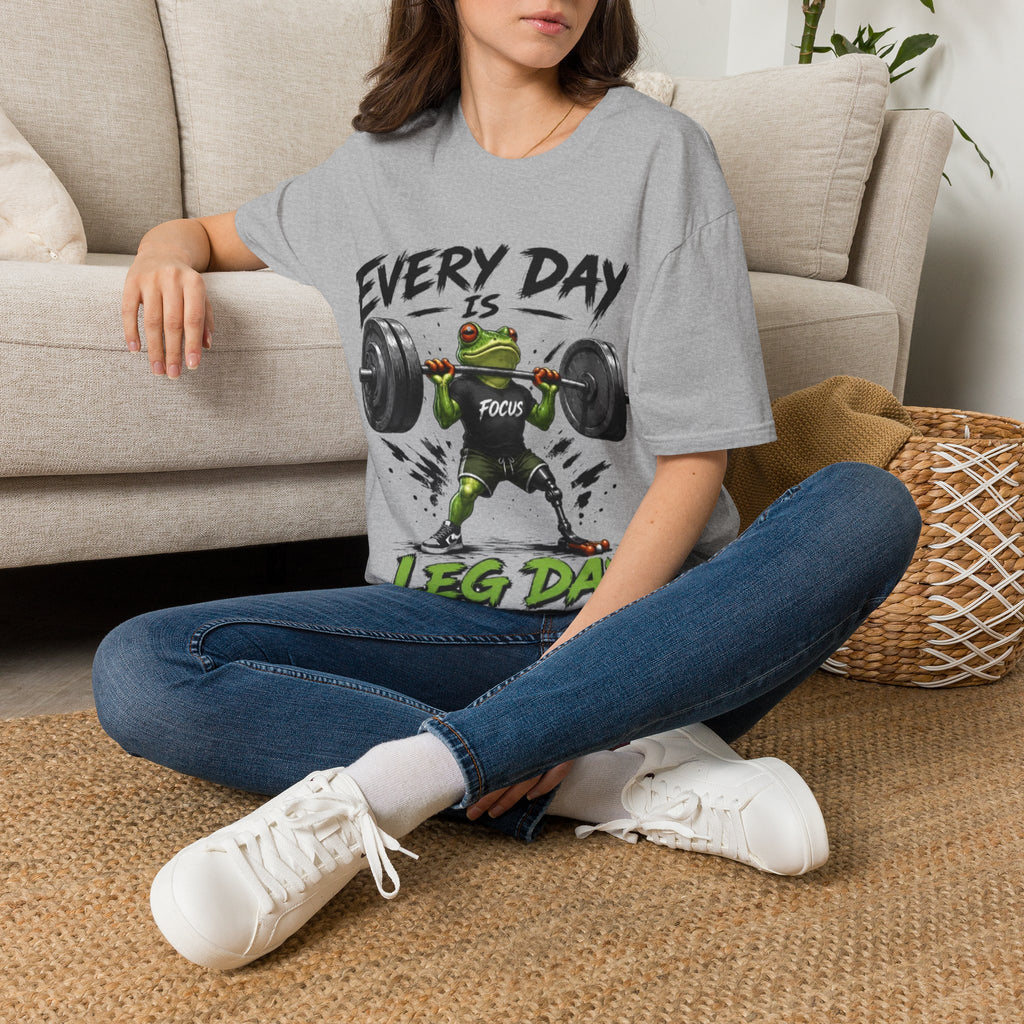Weightlifting Frog Adult T‑Shirt — "Every Day Is Leg Day" Graphic Tee