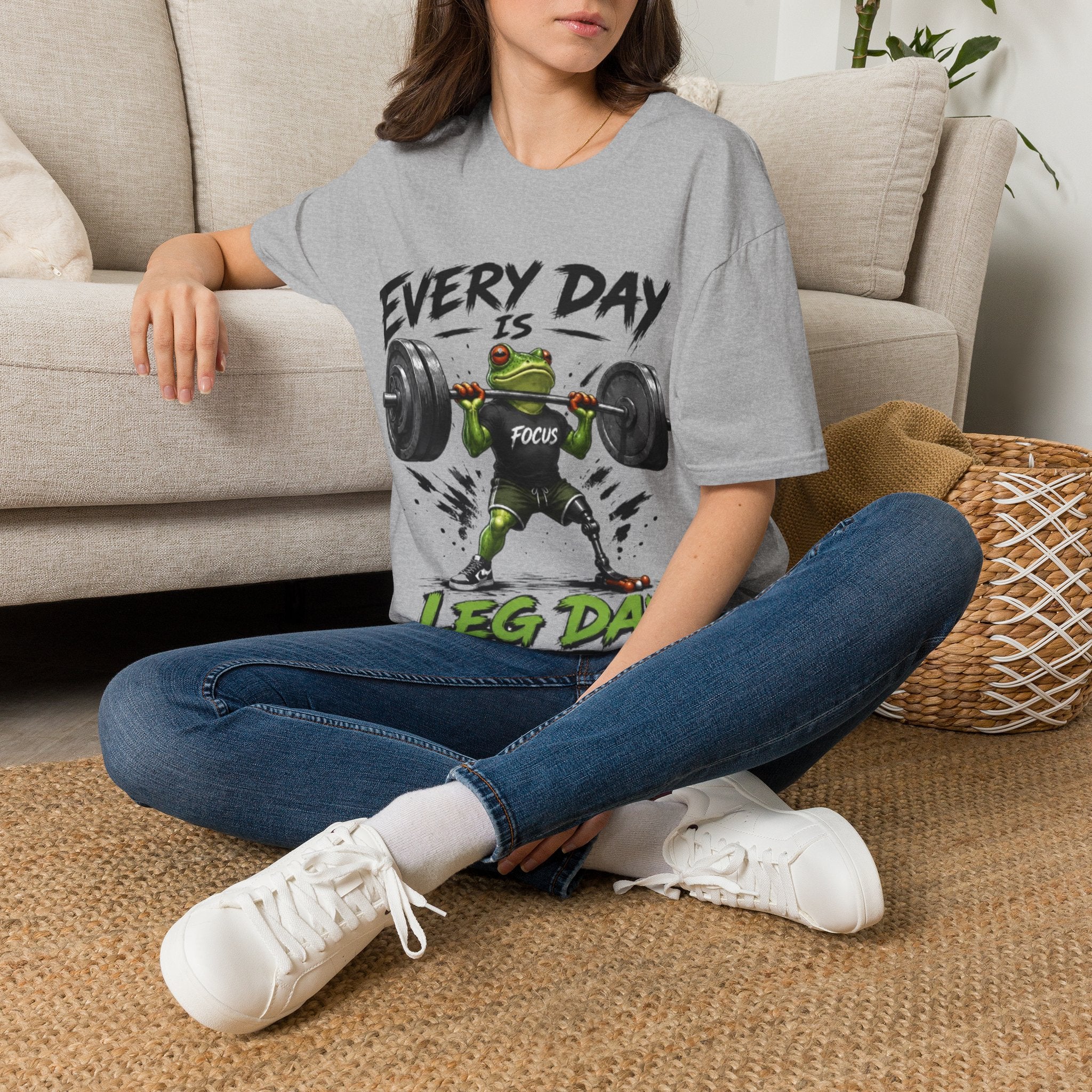 Weightlifting Frog Adult T‑Shirt — "Every Day Is Leg Day" Graphic Tee