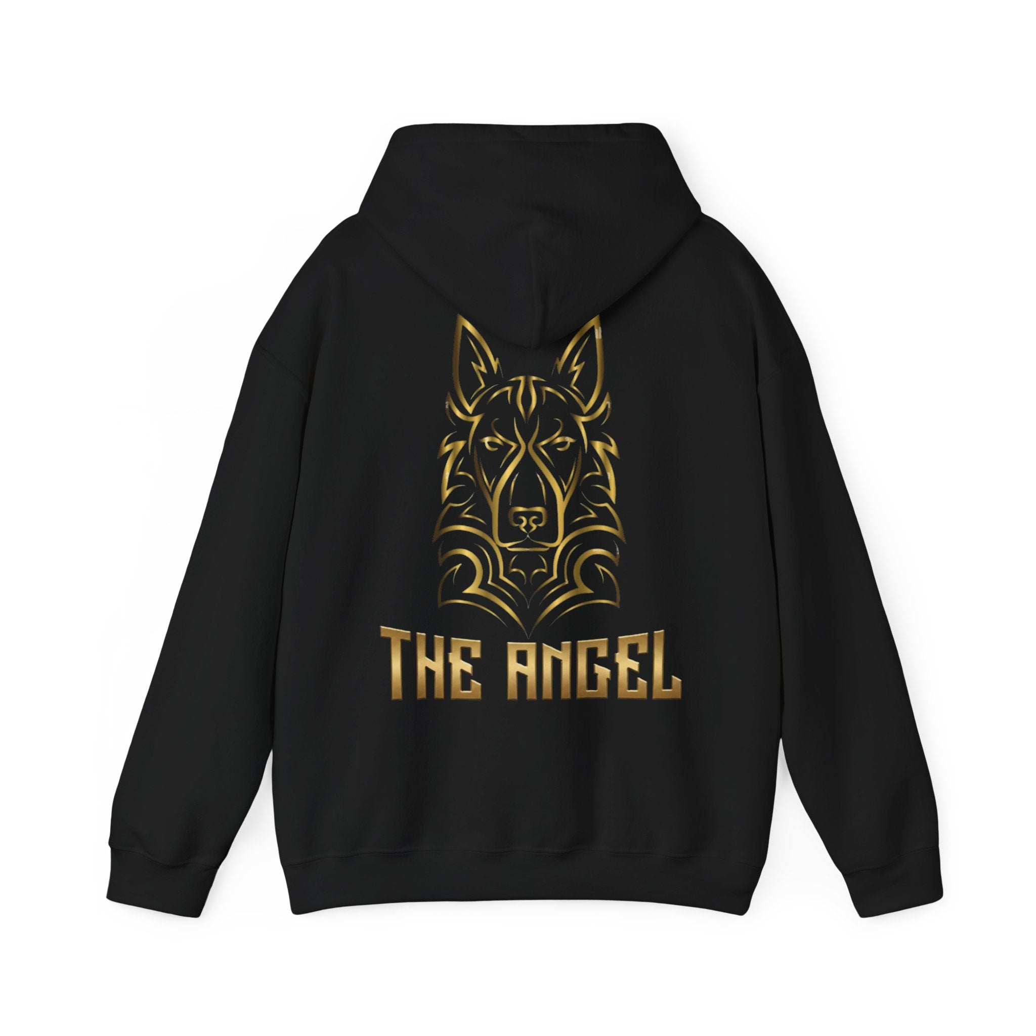 Angel Wolf Adult Hoodie — "The Angel" Gold Graphic Pullover