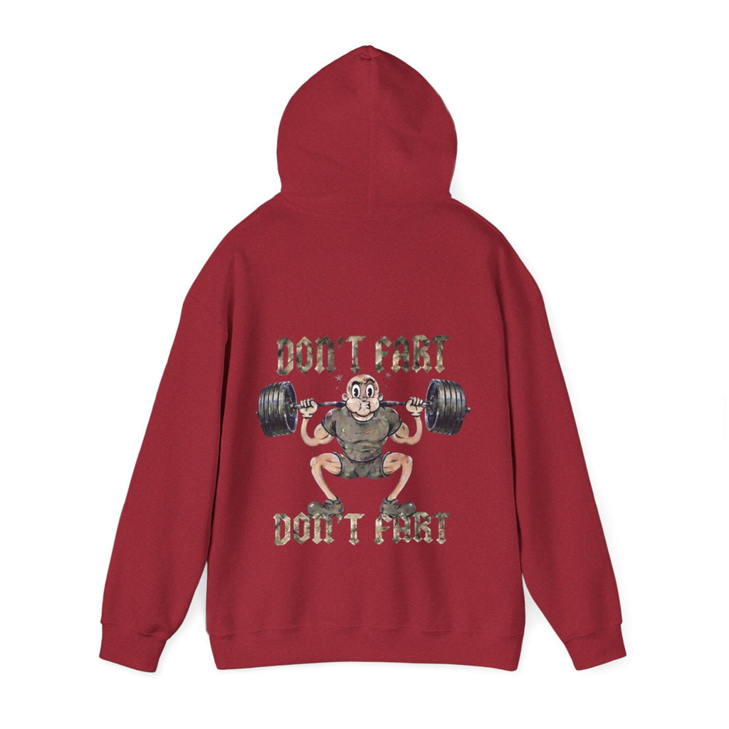 Funny Weightlifting Adult Hoodie — "Don't Fart" Gym Sweatshirt