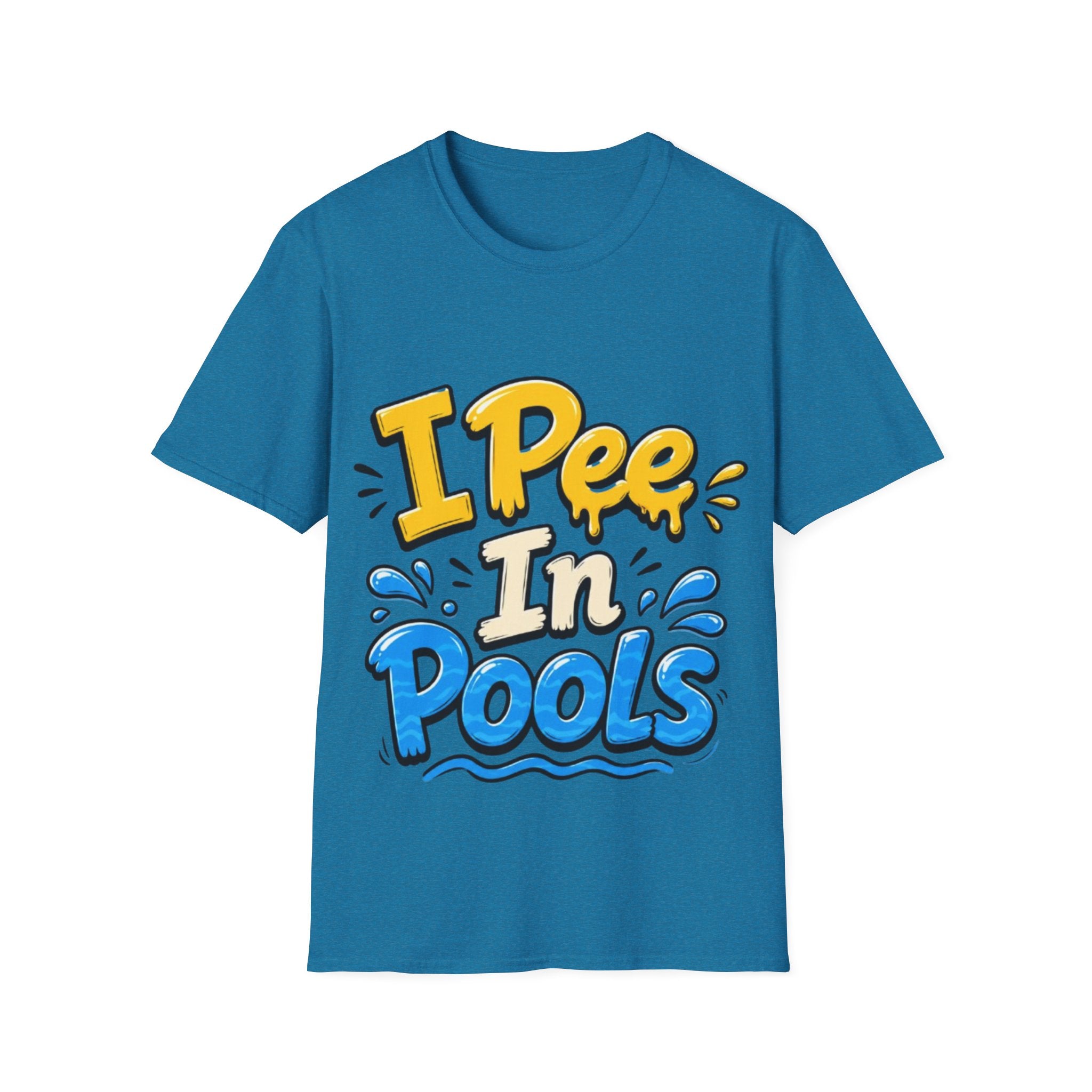 Funny "I Pee in Pools" Adult T-Shirt — Humorous Summer Pool Party Tee