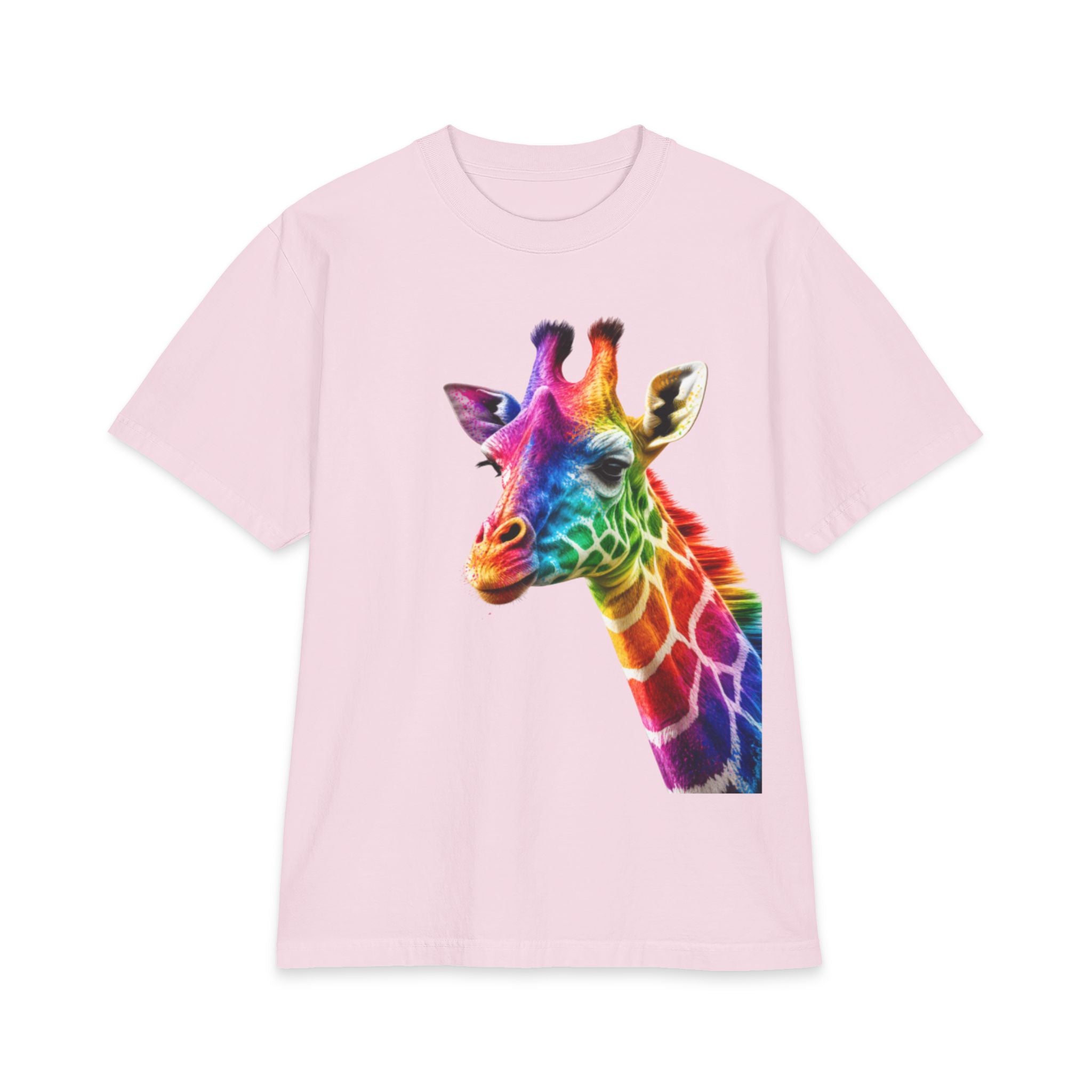 Rainbow Watercolor Giraffe Adults T-Shirt | Colorful Animal Print Tee