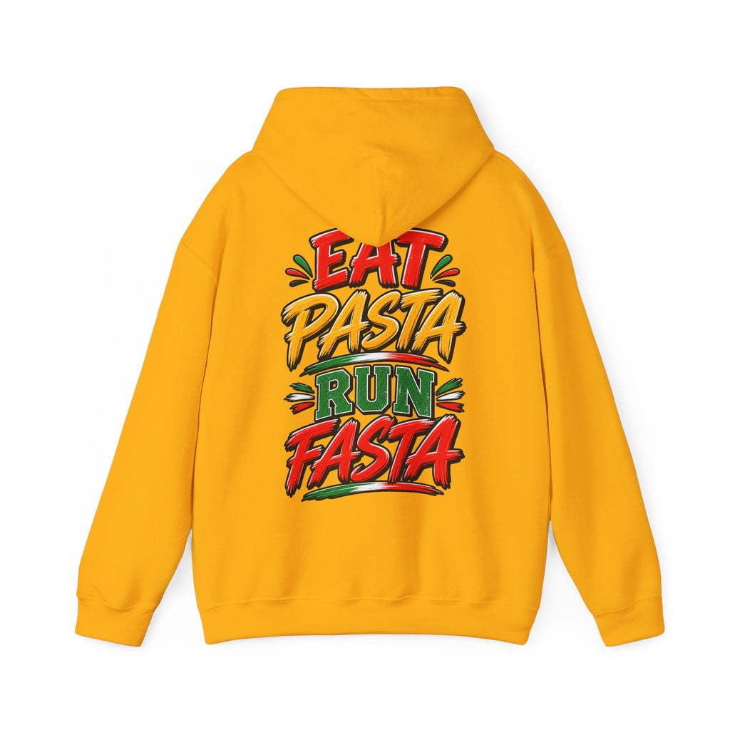 Adult Hoodie — "Eat Pasta Run Fasta" Graphic Pullover