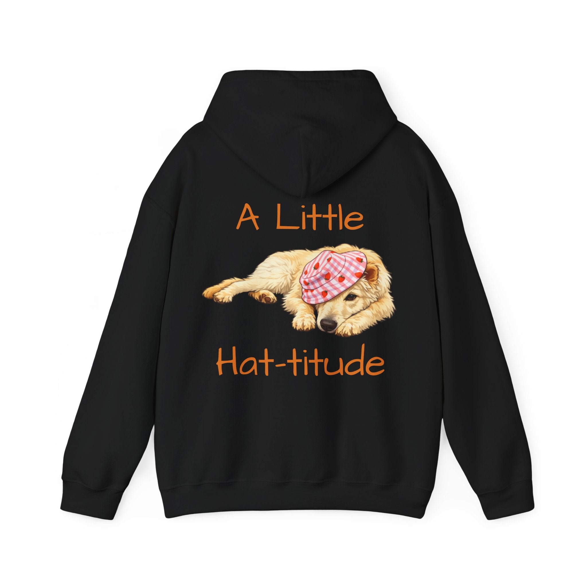 A Little Hat-Titude Puppy Illustration Adult Hoodie | Cute Dog Paw Chest Print