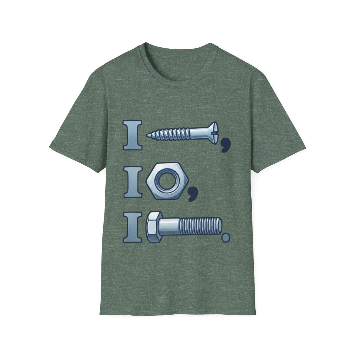 Screw, Nut & Bolt Graphic Adult T-Shirt — I (screw), I (nut), I (bolt) Novelty Tee