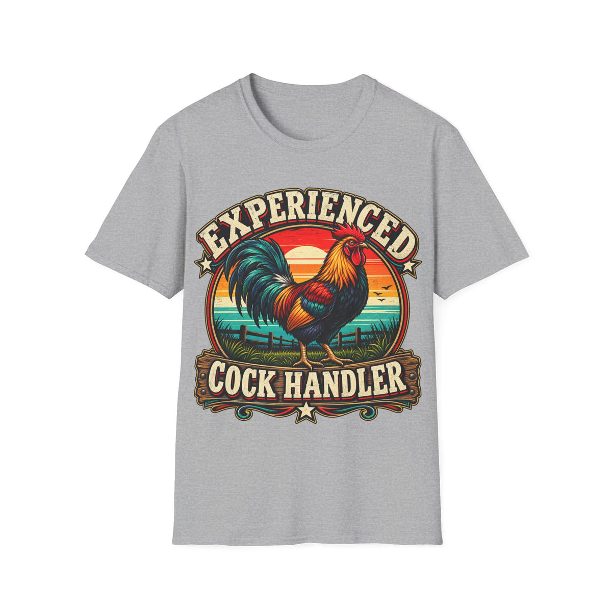 Experienced Cock Handler Adult T-Shirt — Retro Rooster Graphic Tee