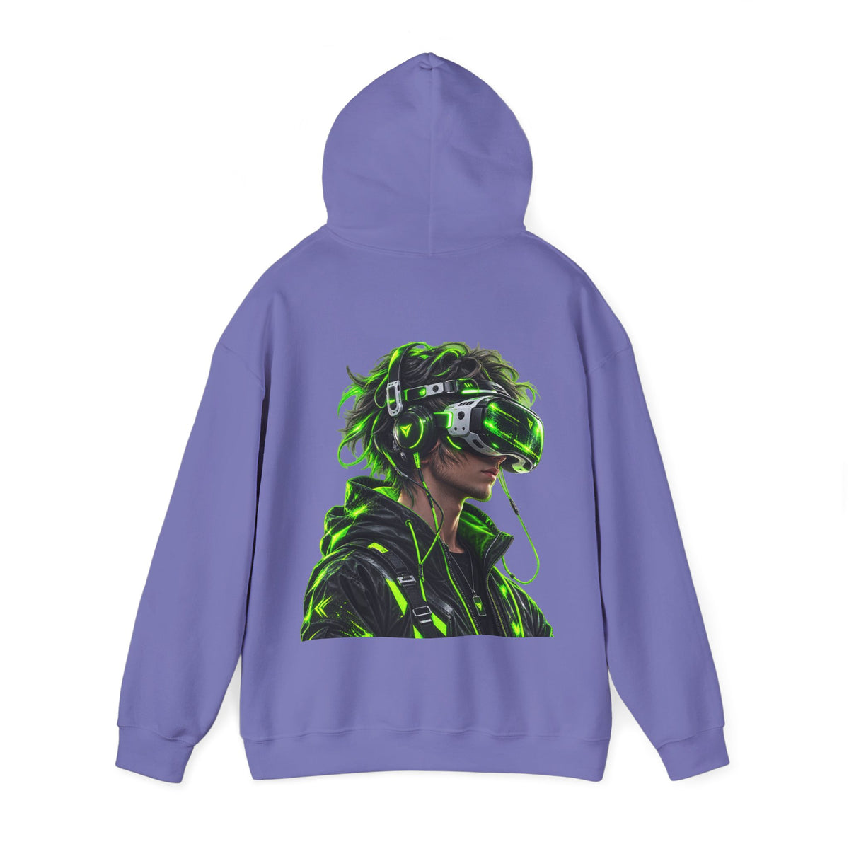 VR Gamer  Adult Hoodie — Neon Cyberpunk Virtual Reality Gamer Graphic Sweatshirt