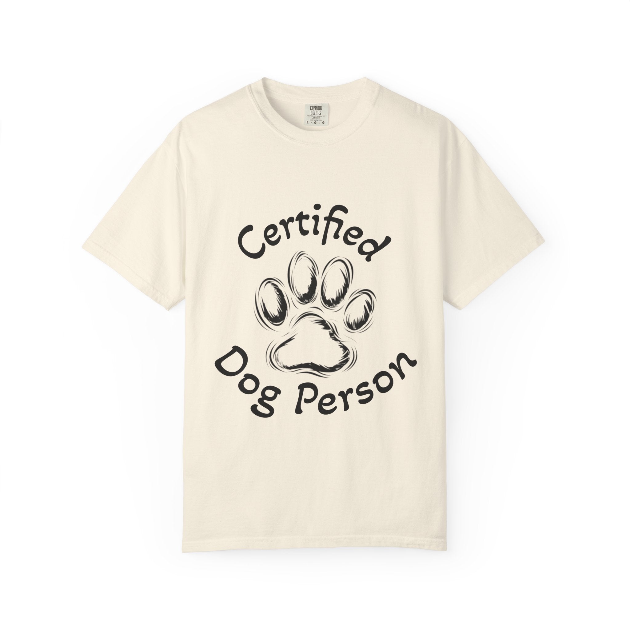 Certified Dog Person Adult T-Shirt — Paw Print Graphic Tee for Dog Lovers
