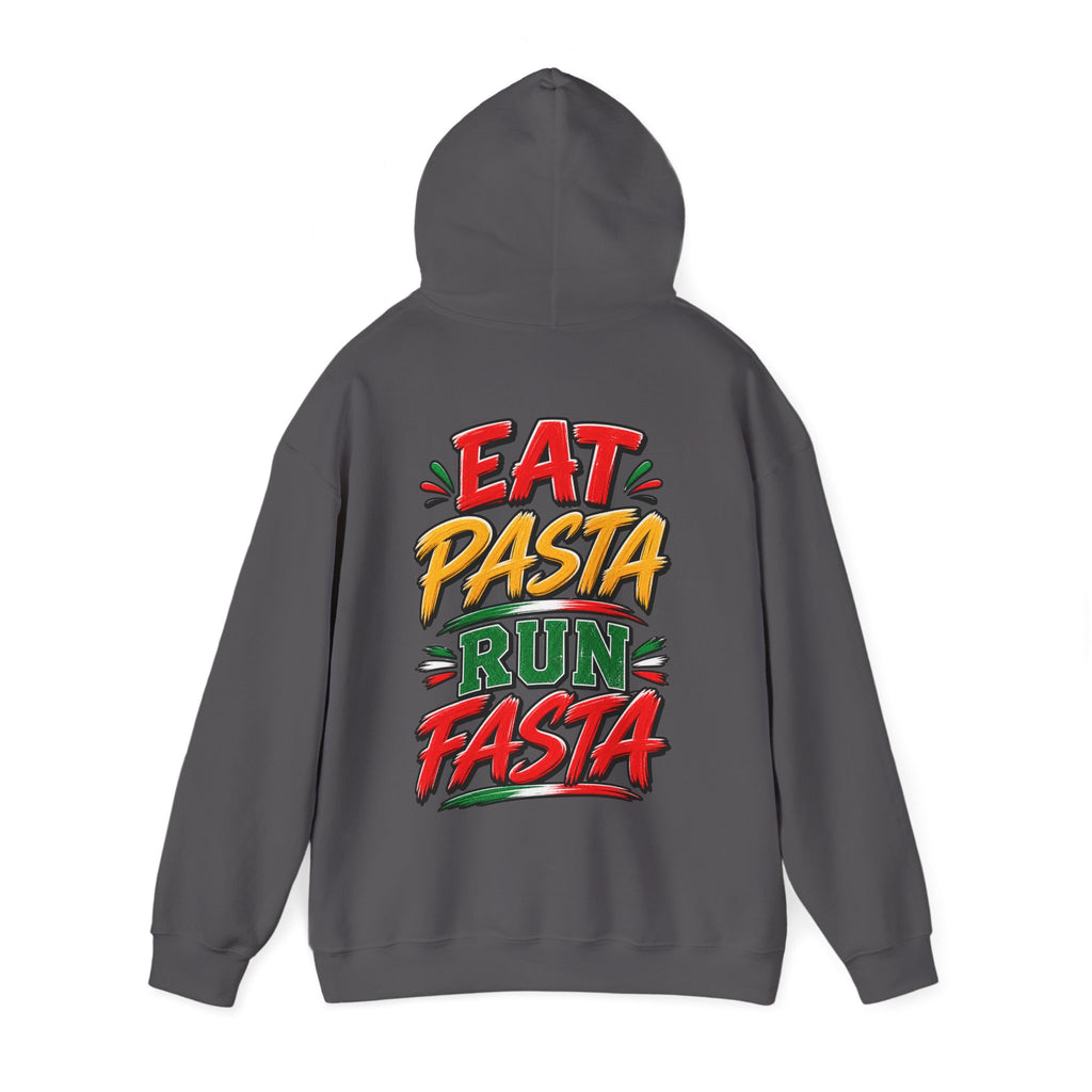 Adult Hoodie — "Eat Pasta Run Fasta" Graphic Pullover