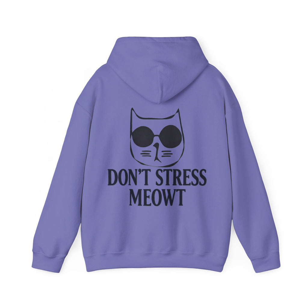Don't Stress Meowt Adult Hoodie — Relaxed Cat Graphic Sweatshirt