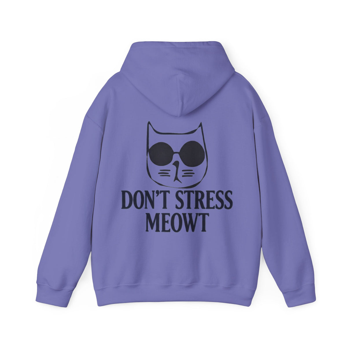 Don't Stress Meowt Adult Hoodie — Relaxed Cat Graphic Sweatshirt