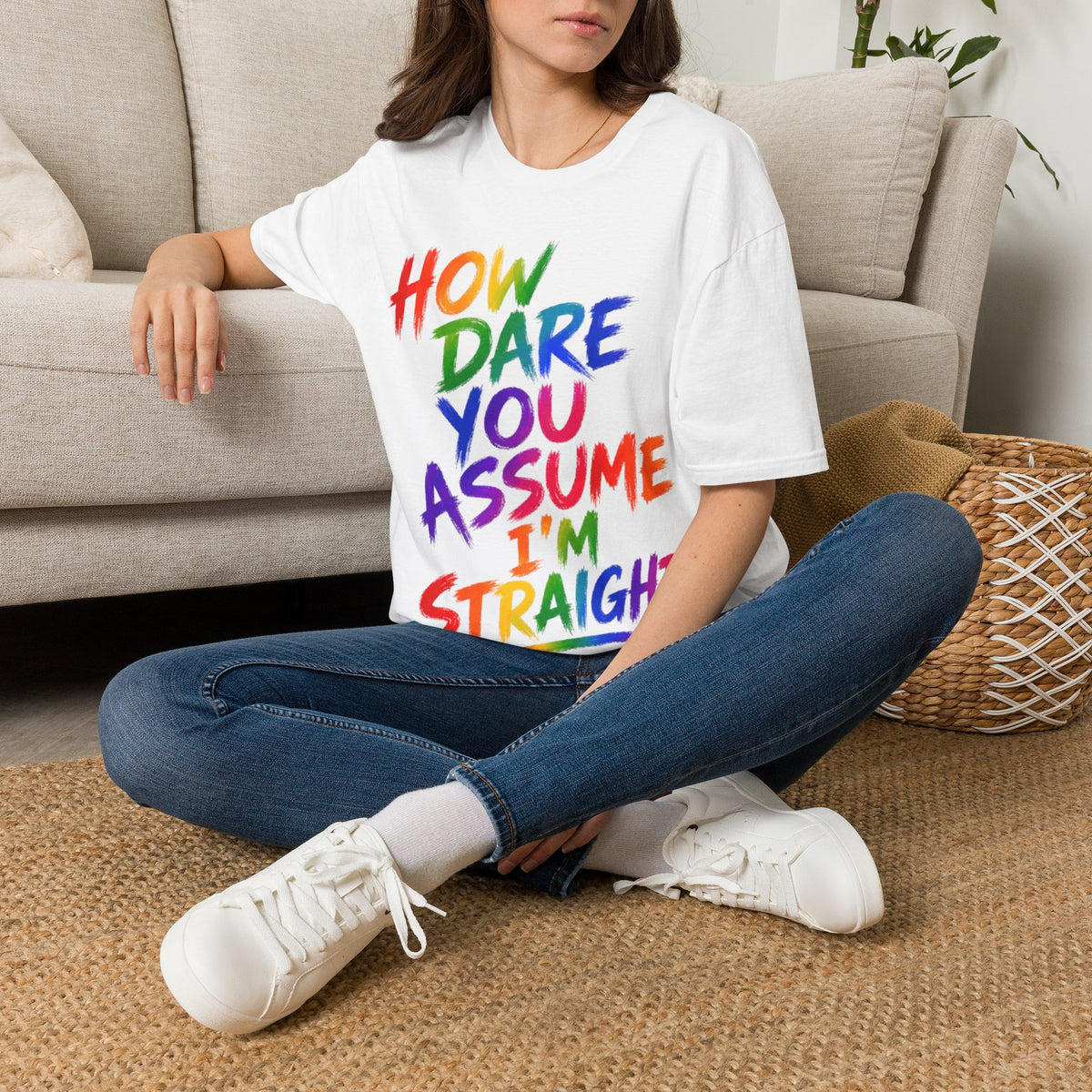 How Dare You Assume I’m Straight Adult T-Shirt — Rainbow Pride Graphic Tee