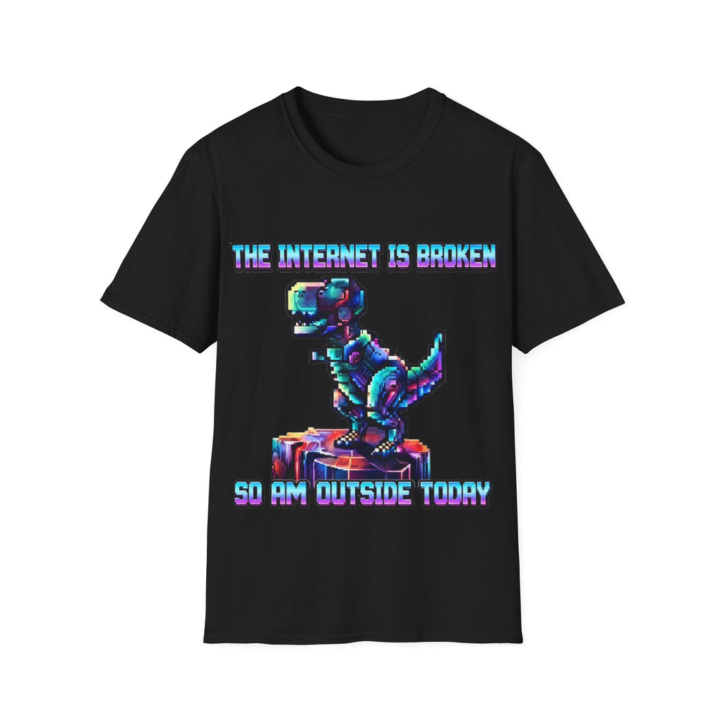 Internet Is Broke Adult  T-Shirt — Retro Pixel Dino "So Am I" Graphic Tee
