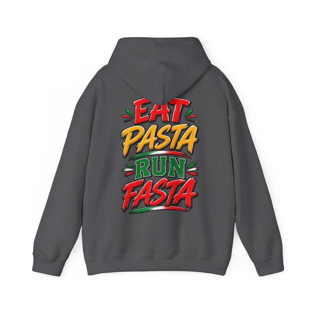 Adult Hoodie — "Eat Pasta Run Fasta" Graphic Pullover