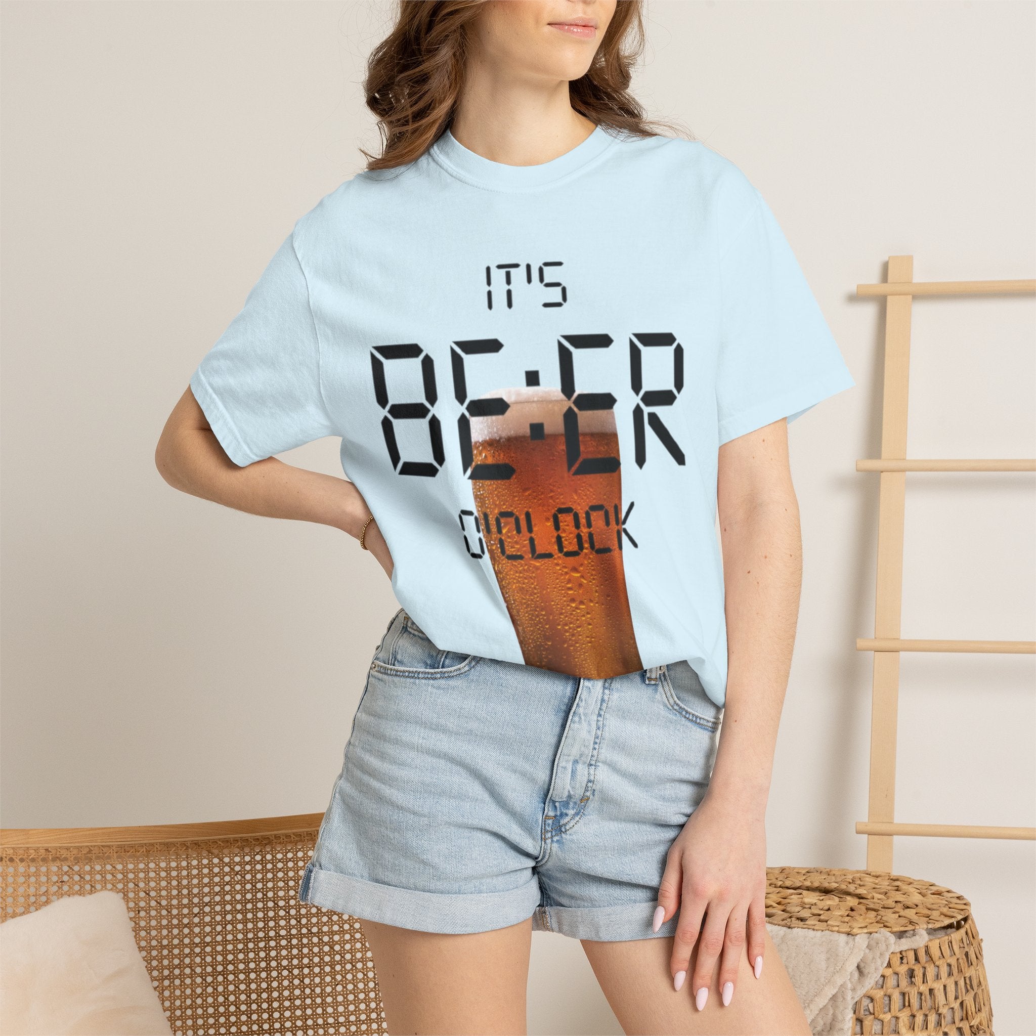 Beer O'Clock Adult T-Shirt — "It's BEER O'CLOCK" Graphic Tee with Pint Glass
