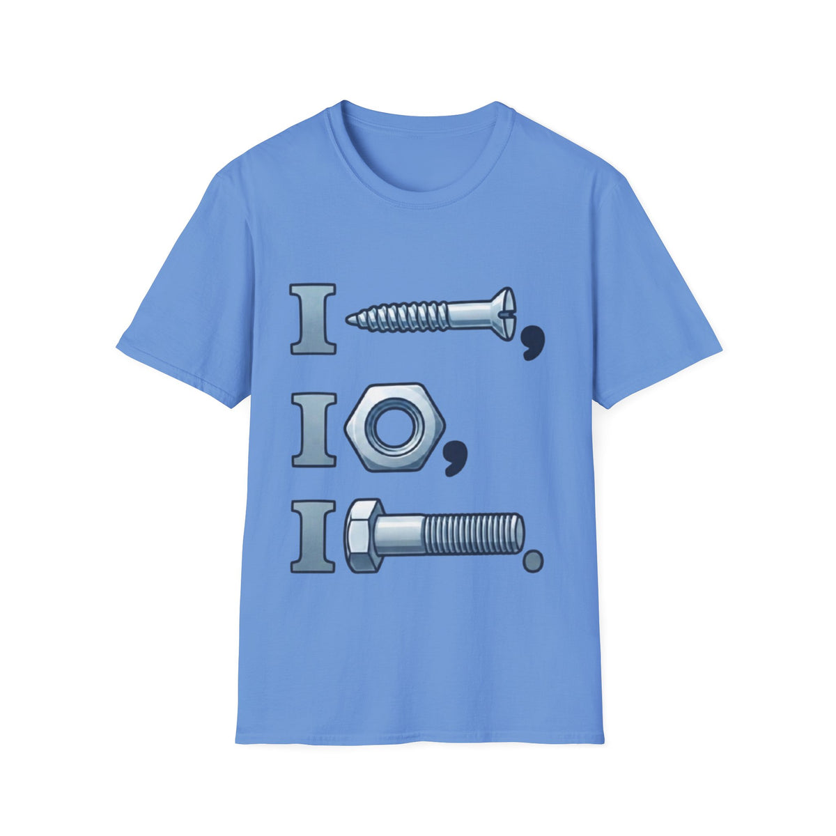 Screw, Nut & Bolt Graphic Adult T-Shirt — I (screw), I (nut), I (bolt) Novelty Tee