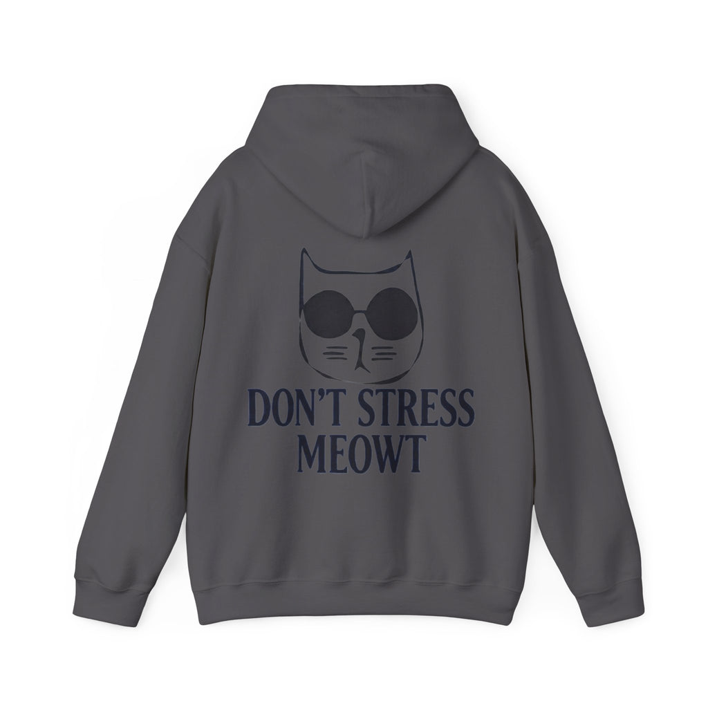 Don't Stress Meowt Adult Hoodie — Relaxed Cat Graphic Sweatshirt